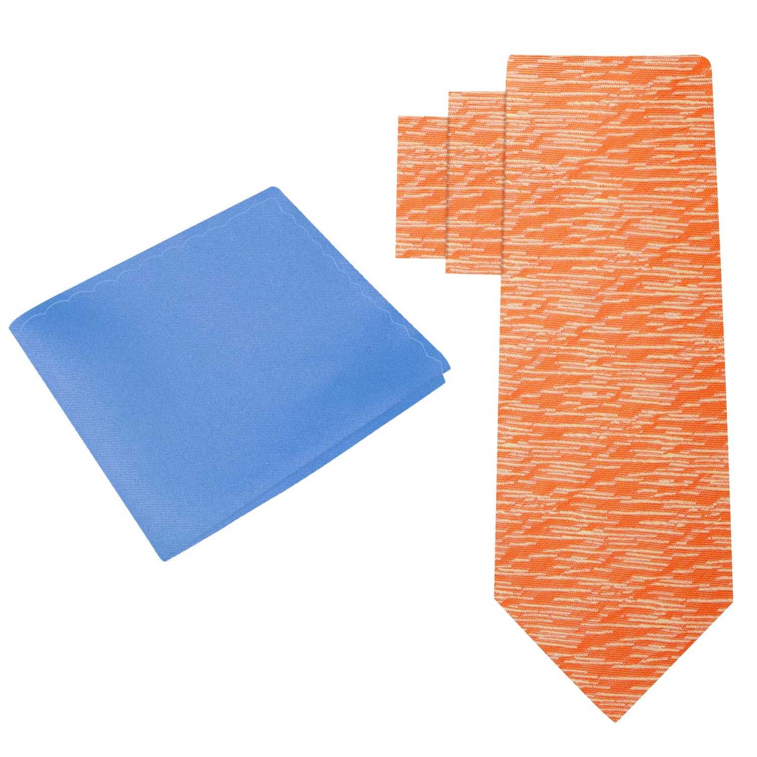 View 2: Orange Necktie with Light Blue Square