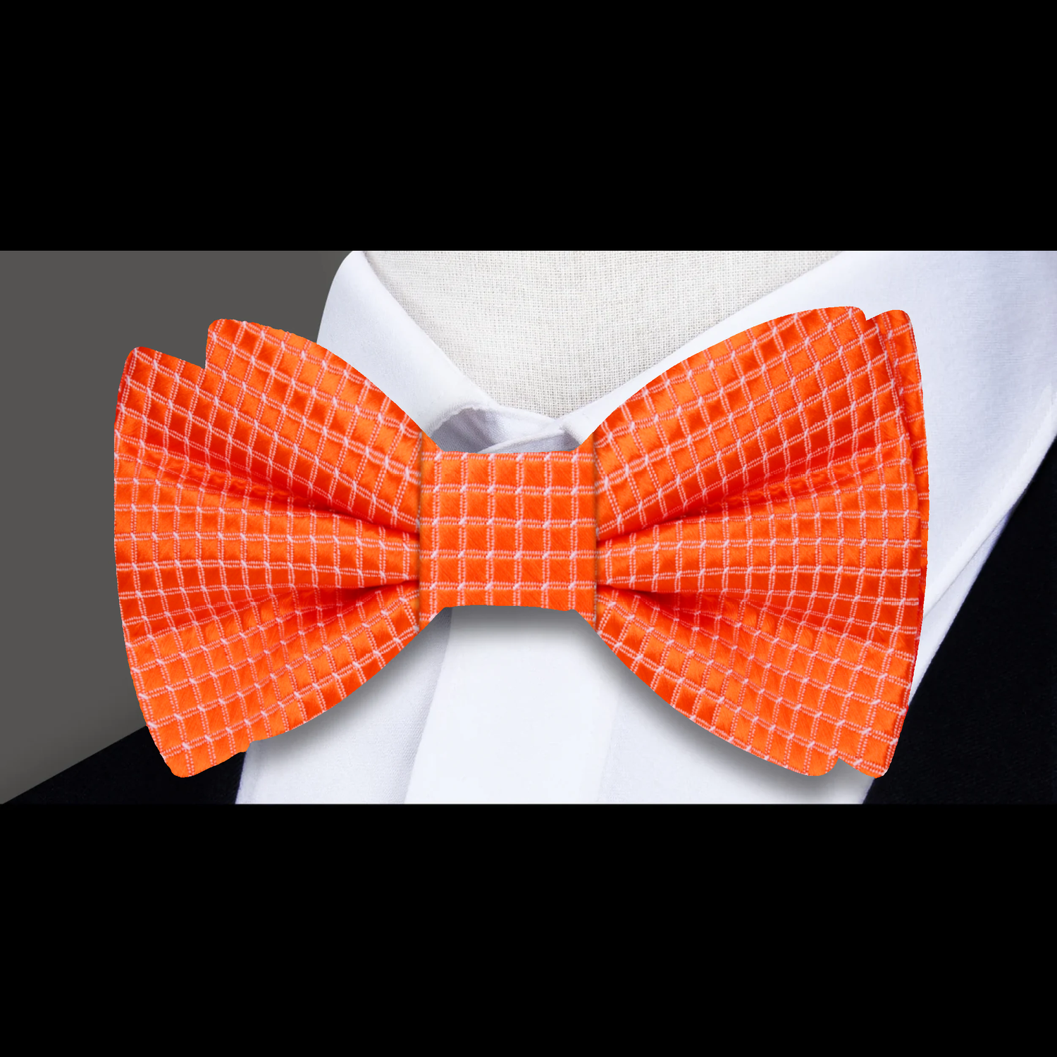 Orange with White Geometric Texture Bow Tie