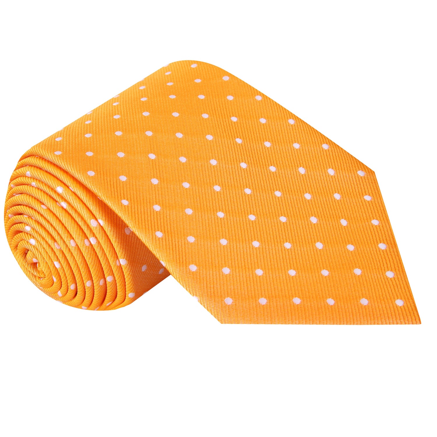 Orange and White Polka Necktie