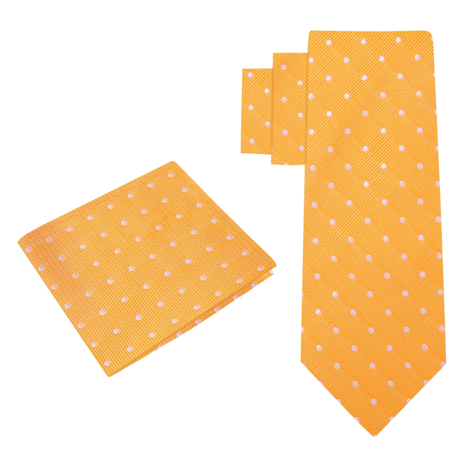 View 2: Tangerine and White Main Event Polka Necktie and Square