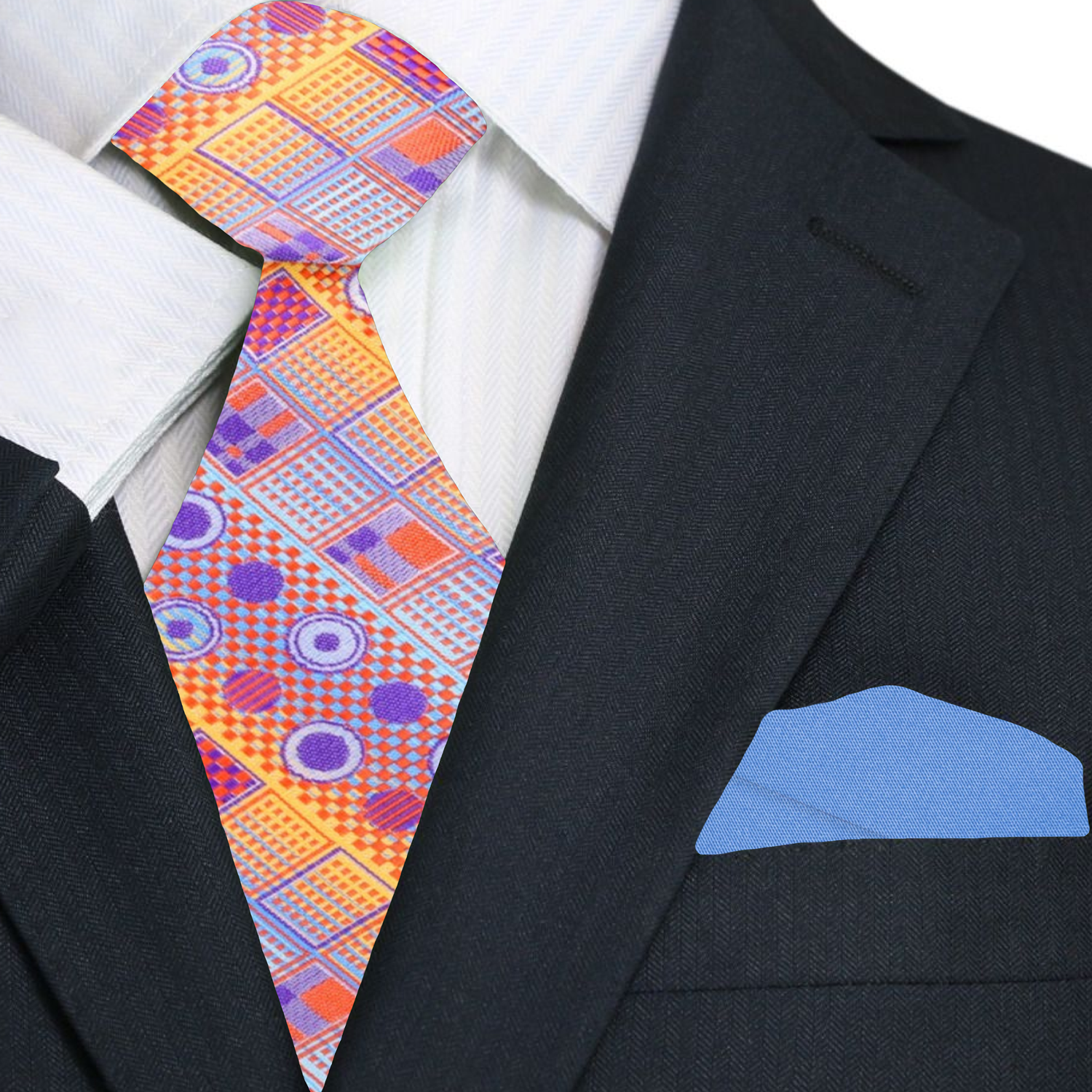 Orange and Purple Abstract Tie and Blue Square