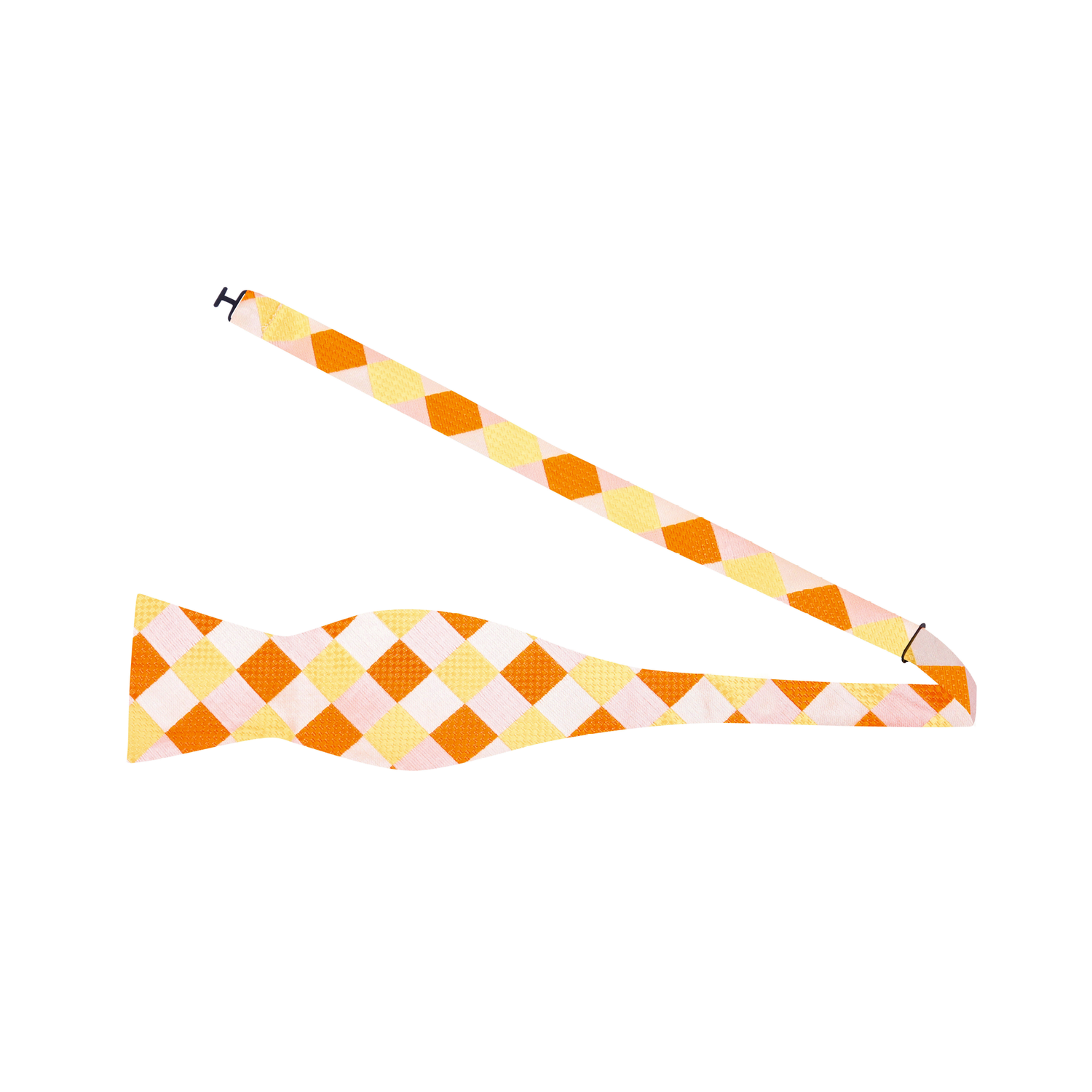 A Yellow, Orange Geometric Pattern Silk Bow Tie