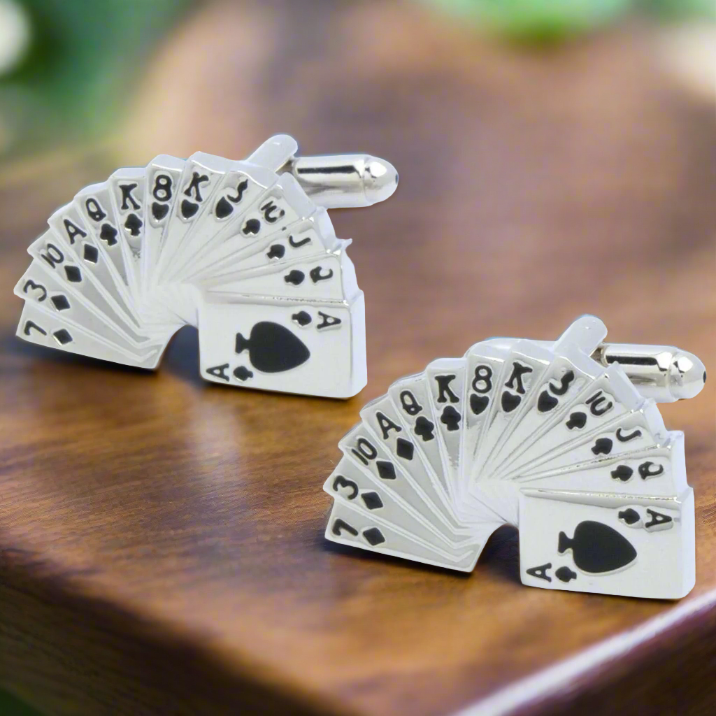 a chrome playing cards cufflinks