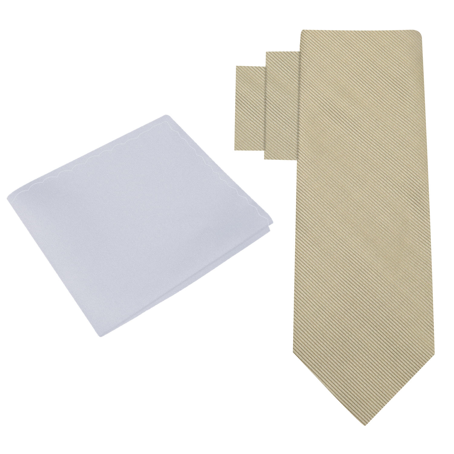 Self Tie: Solid Pale Gold Tie and Light Grey Square