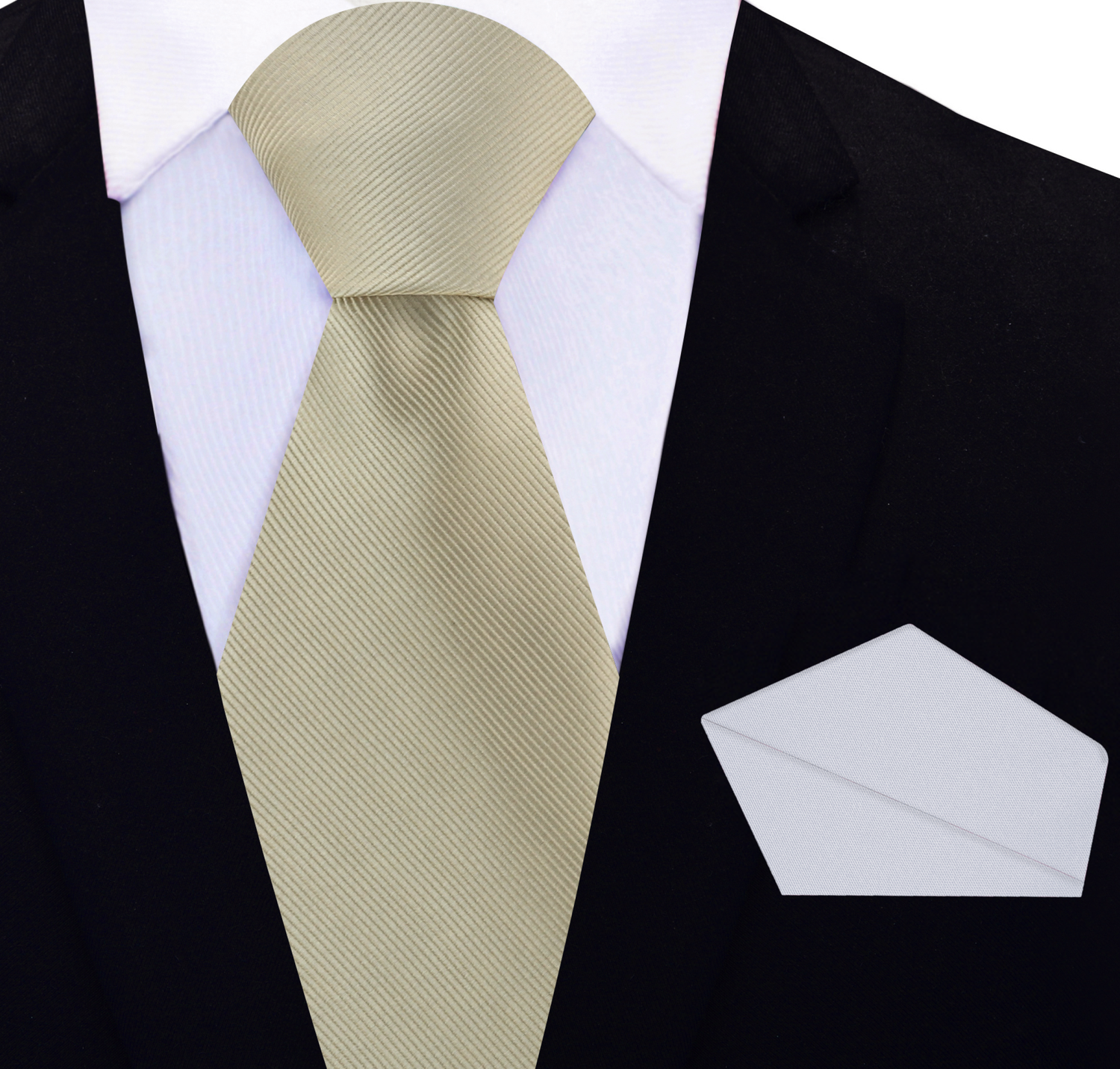 View 2: Solid Pale Gold Tie and Light Grey Square