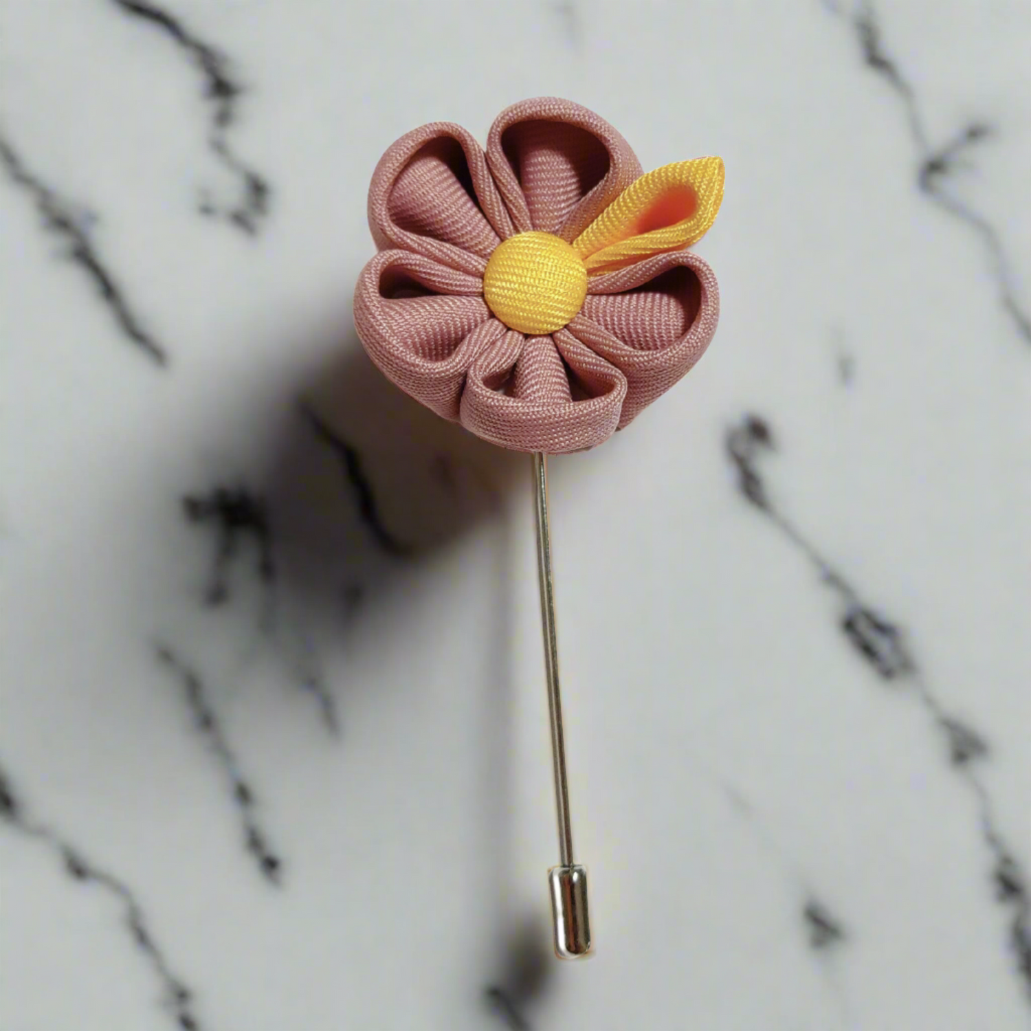 Pale Pink, Yellow Lapel Flower