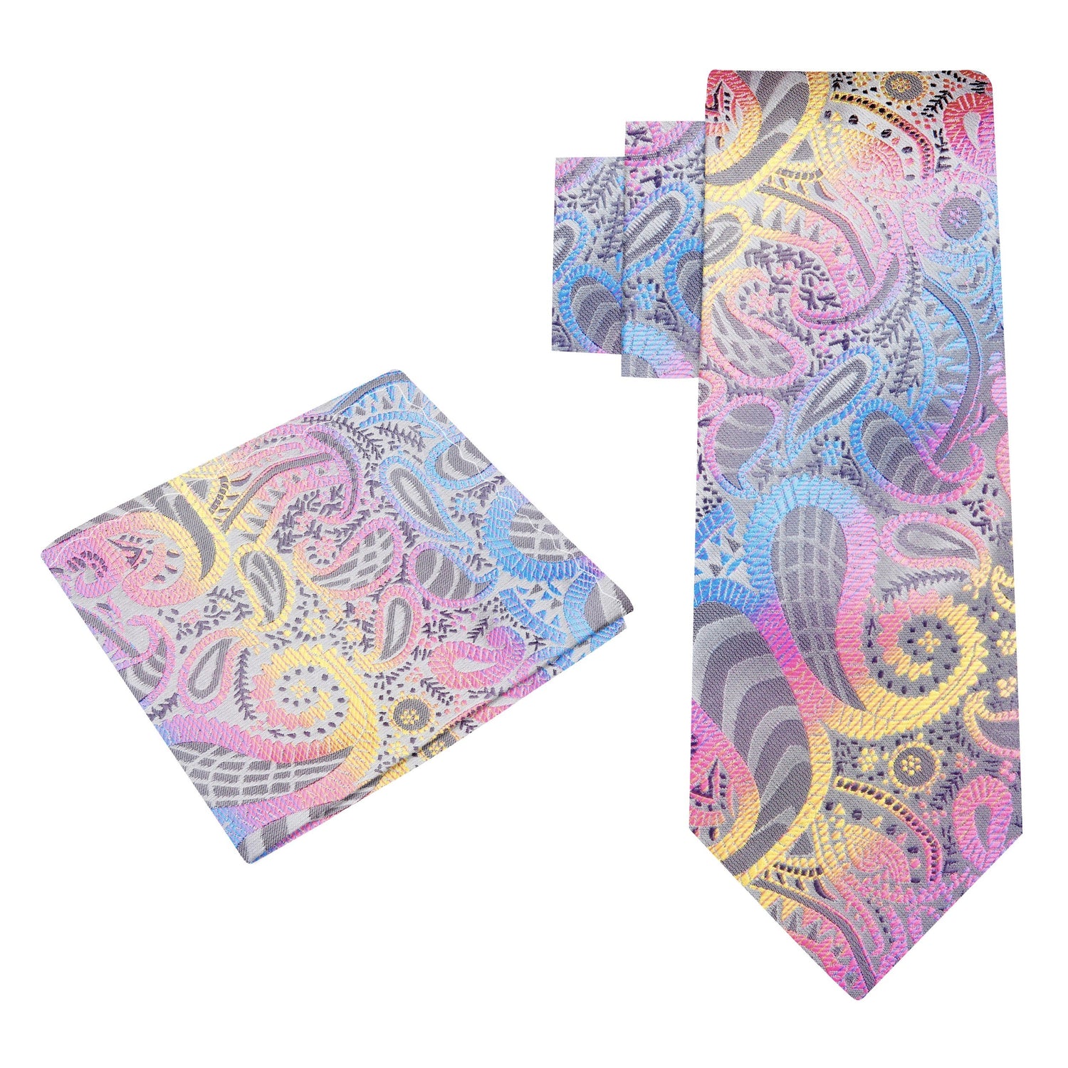 Alt View: Pink, Blue, Yellow Paisley Tie and Square