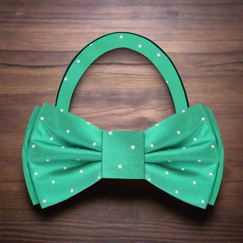 Green Polka Bow Tie Pre Tied