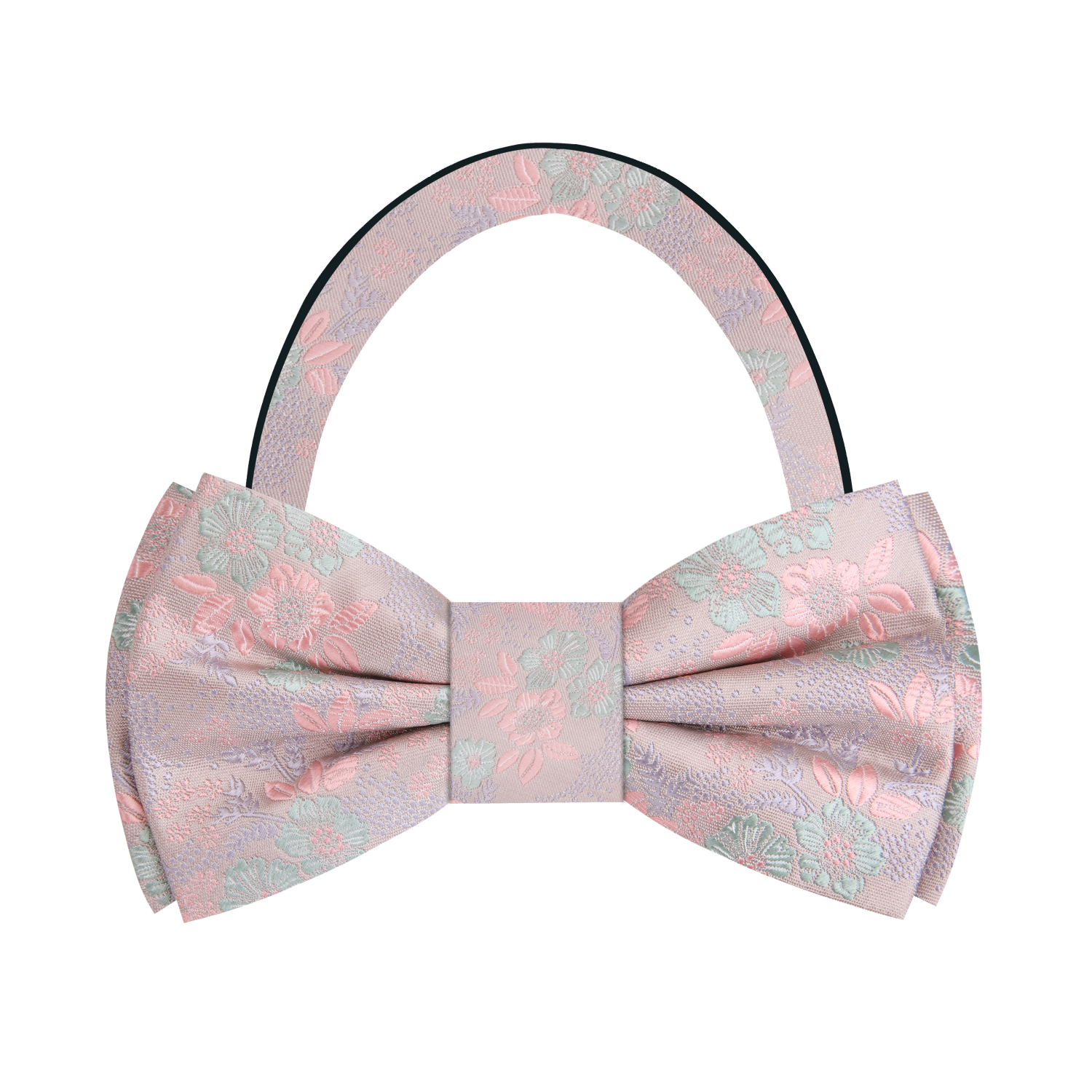Pink Mint Flowers Bow Tie Pre Tied
