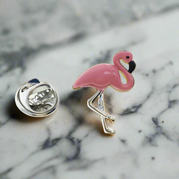 A Pink Flamingo Shaped Lapel Pin