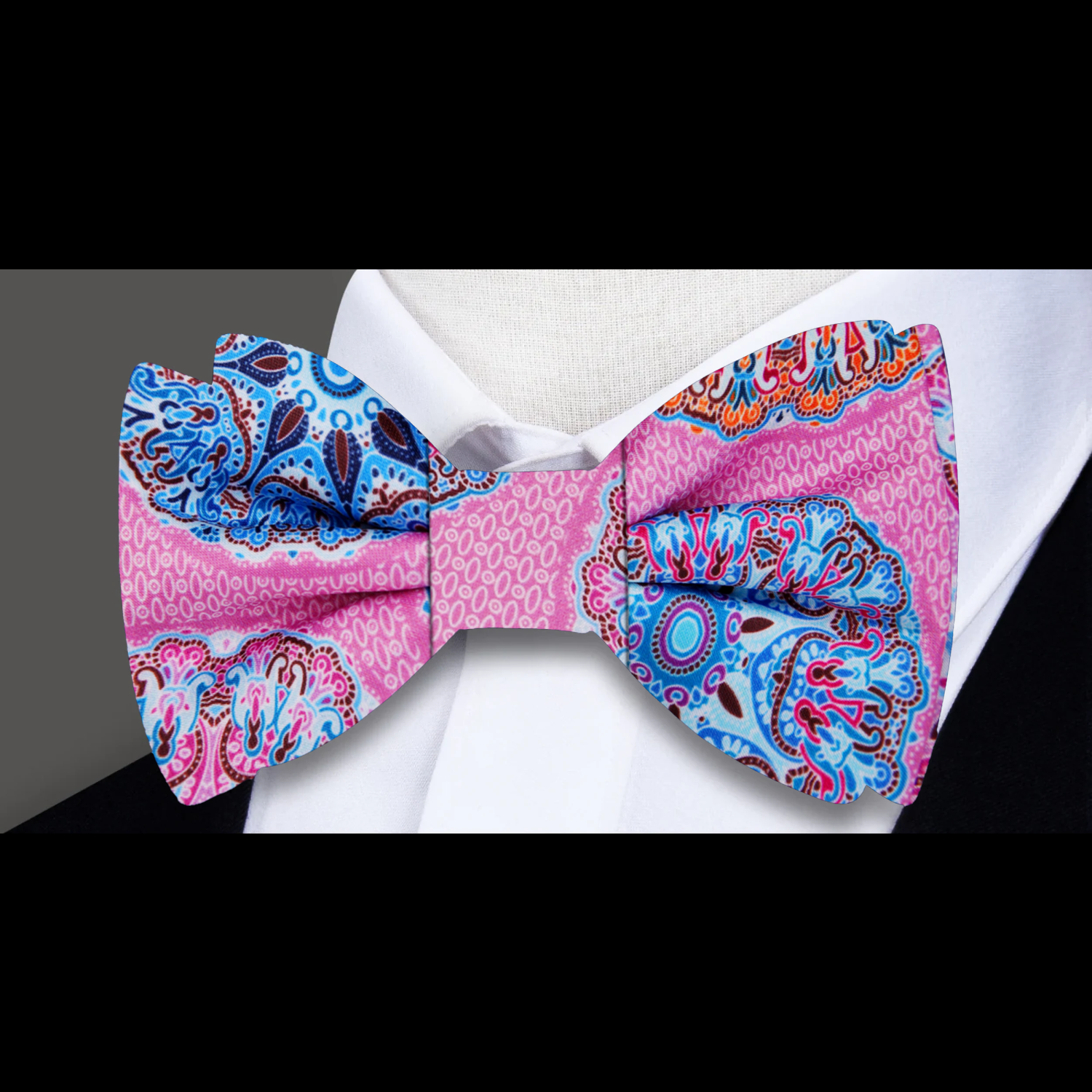 Pink Blue Orange Abstract Bow Tie 