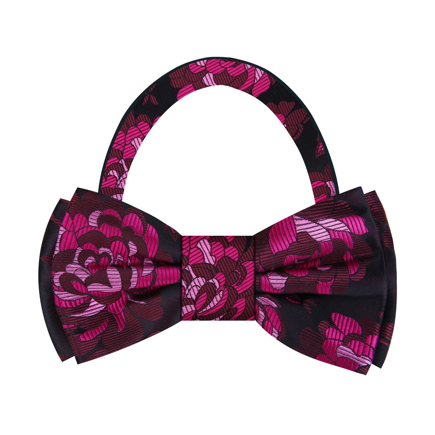 Sangria, Pink and Burgundy Large Flowers Bow Tie Pre Tied