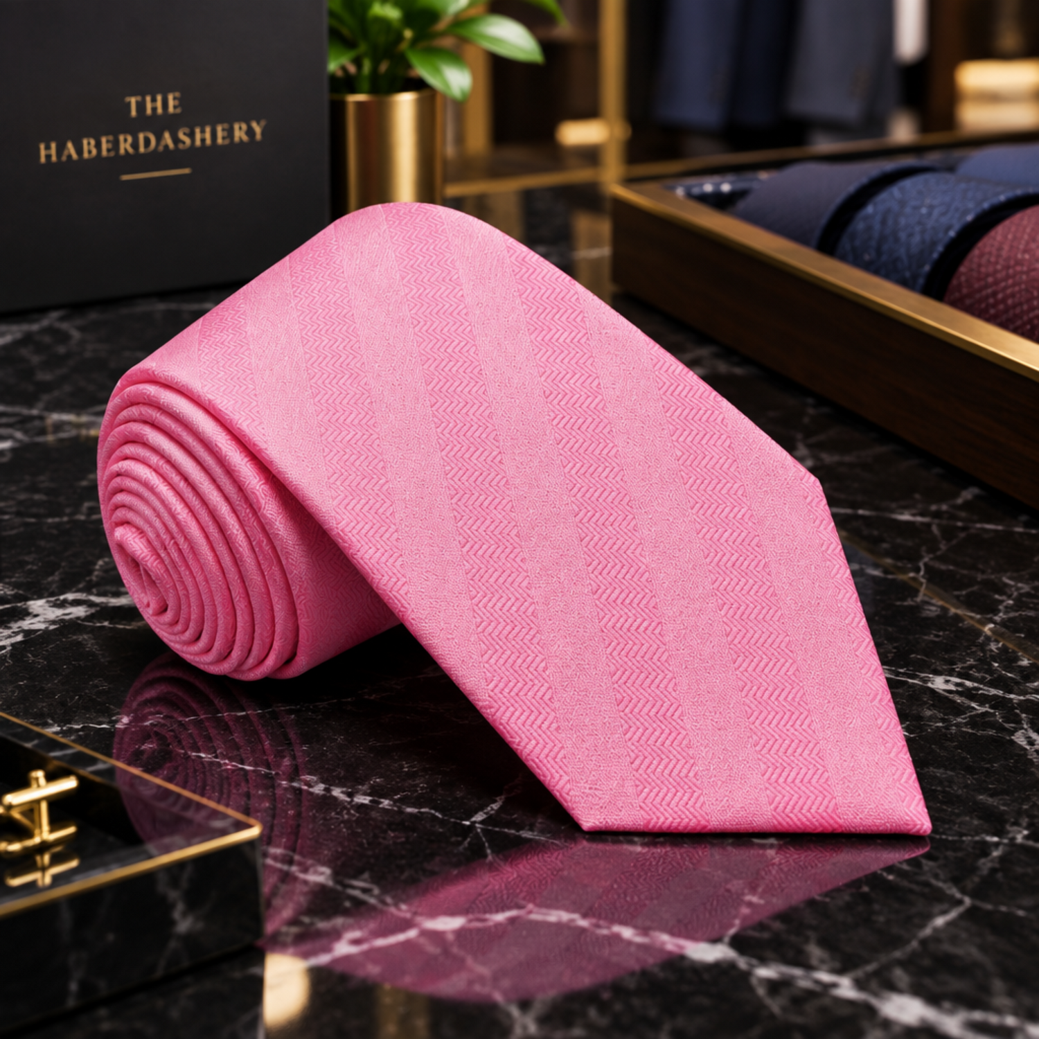pink solid with stripe texture tie