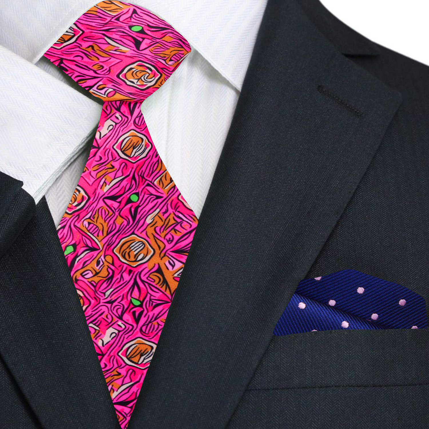 Pink, Orange Abstract Tie and Accenting Square