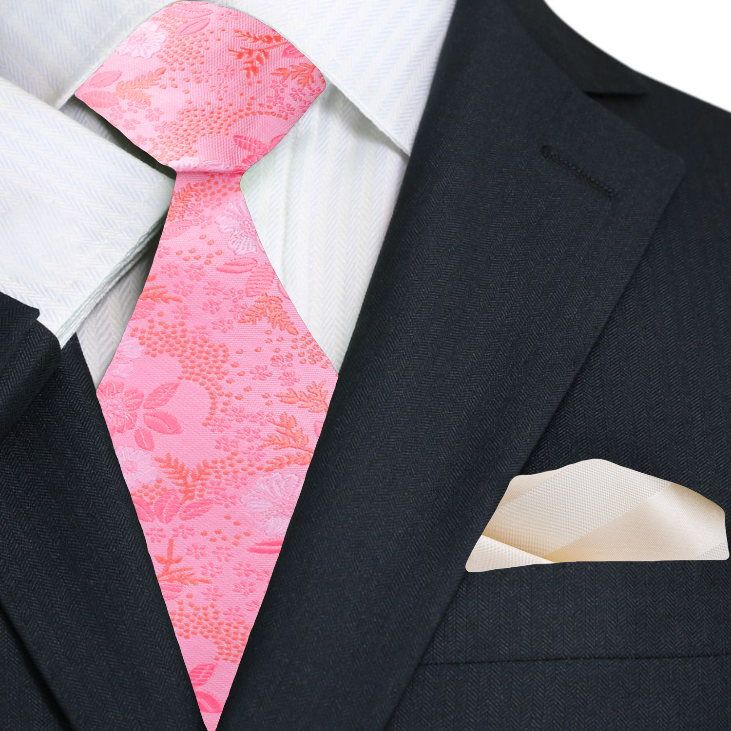 Floral Pink Tie Set | Weddings & Formal Occasions Single Necktie / XL (63") / 3.4" Inches Floral Pink Tie Set | Weddings & Formal Occasions Single Necktie / XL (63") / 3.4" Inches