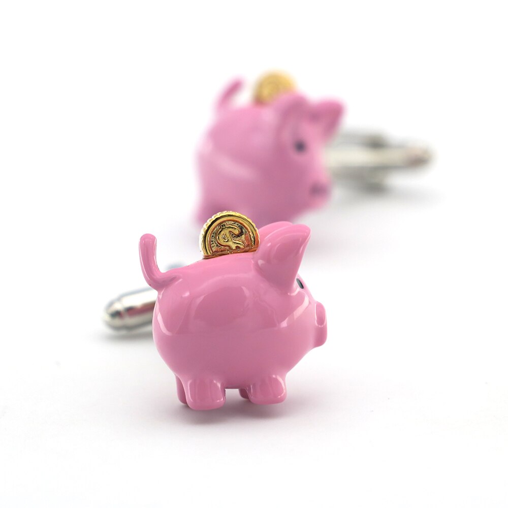 Pink and Gold Piggie Bank with Coin Cufflinks