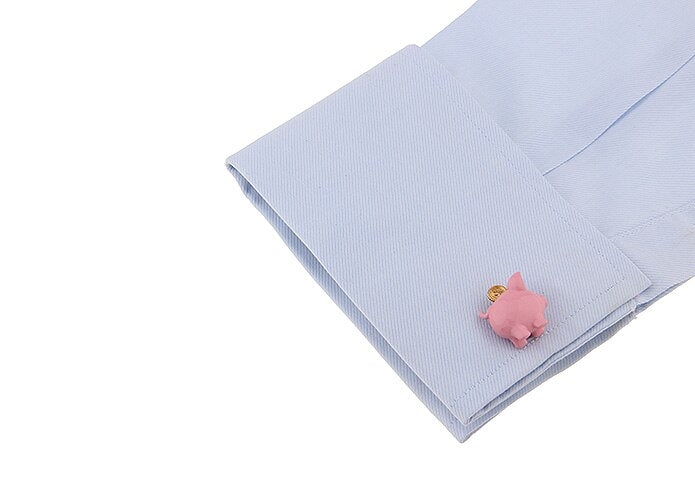 View 5: Pink and Gold Piggie Bank with Coin Cufflinks