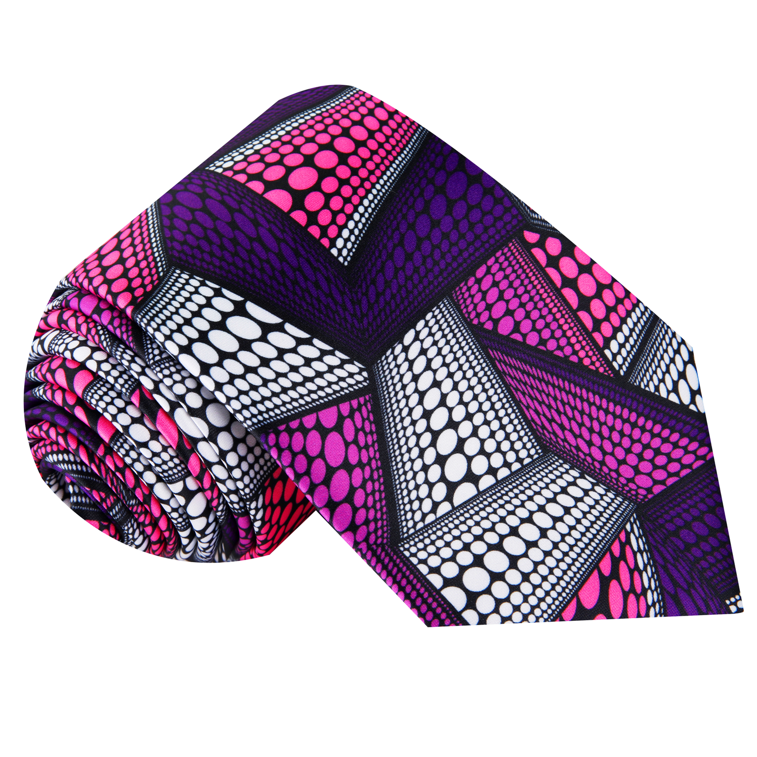  Purple, Pink and White Abstract Polka Necktie 
