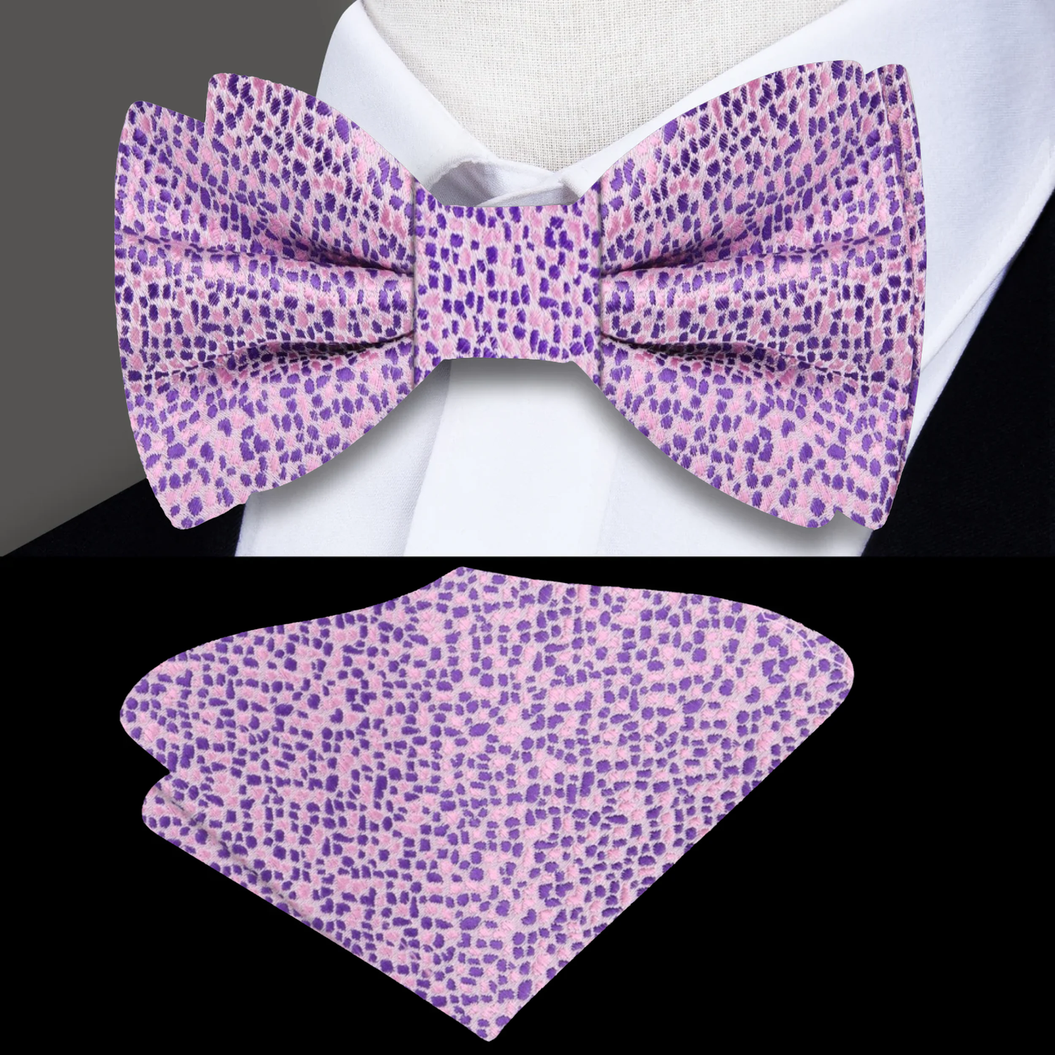 Light Pink Purple Texture Bow Tie and Square
