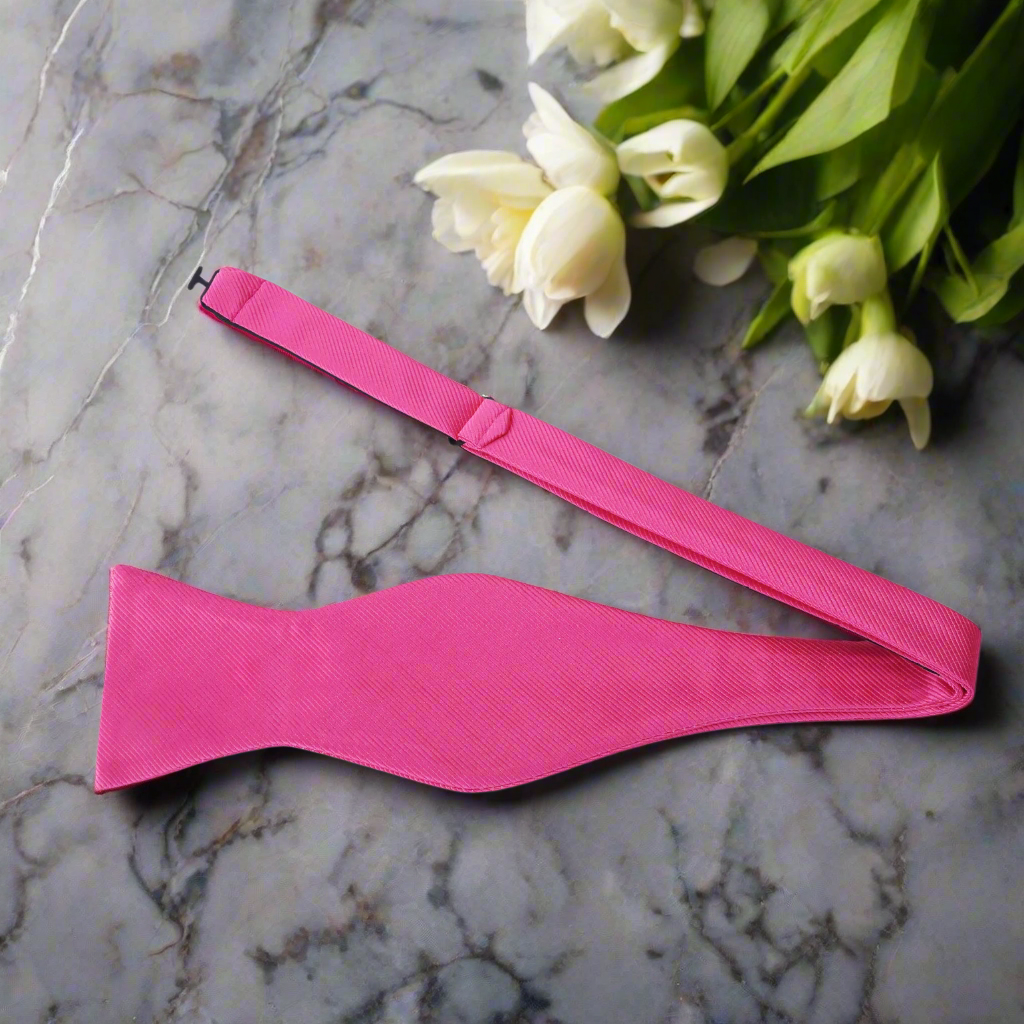 Pink Self Tie Bow Tie