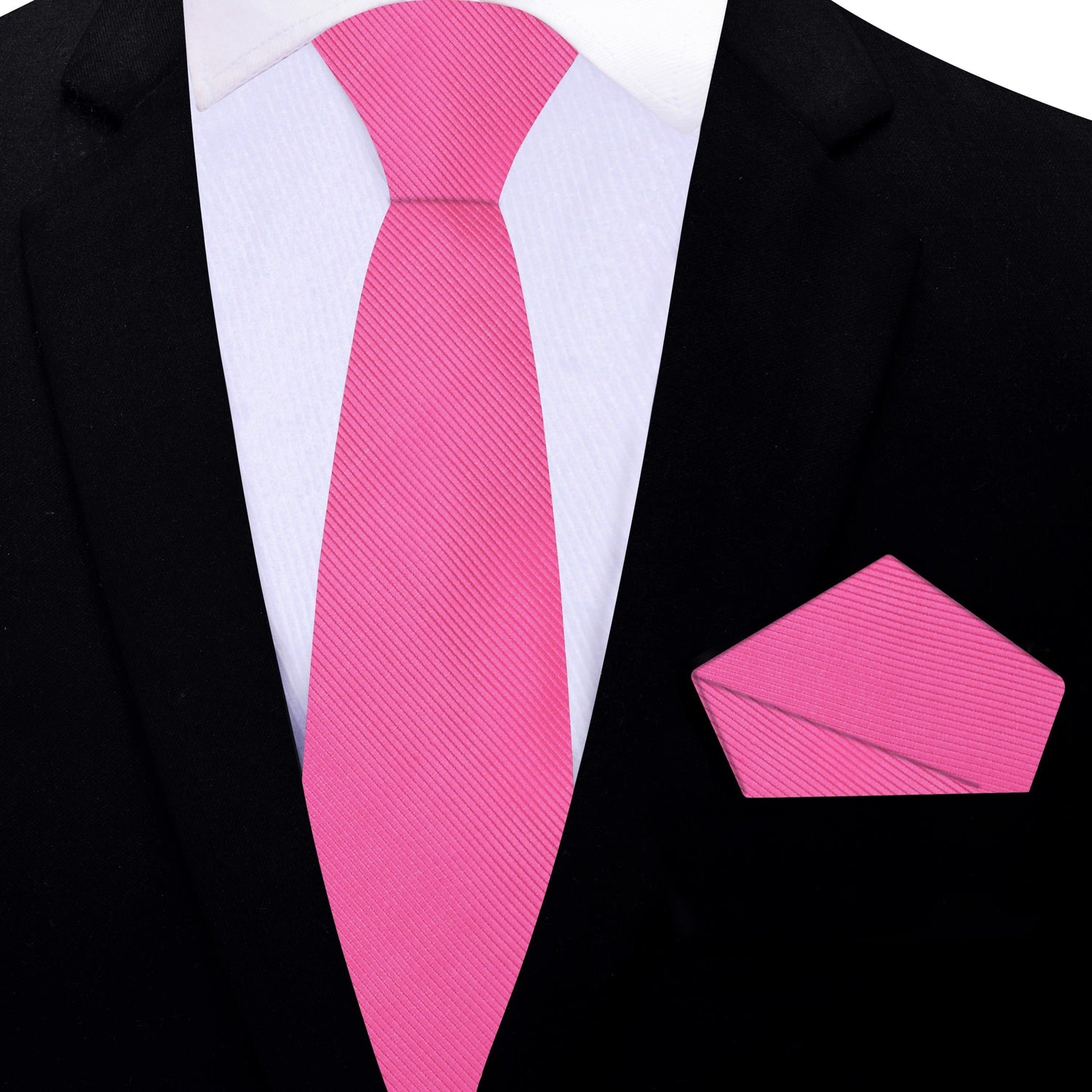 Thin: Solid Pink Tie and Matching Square