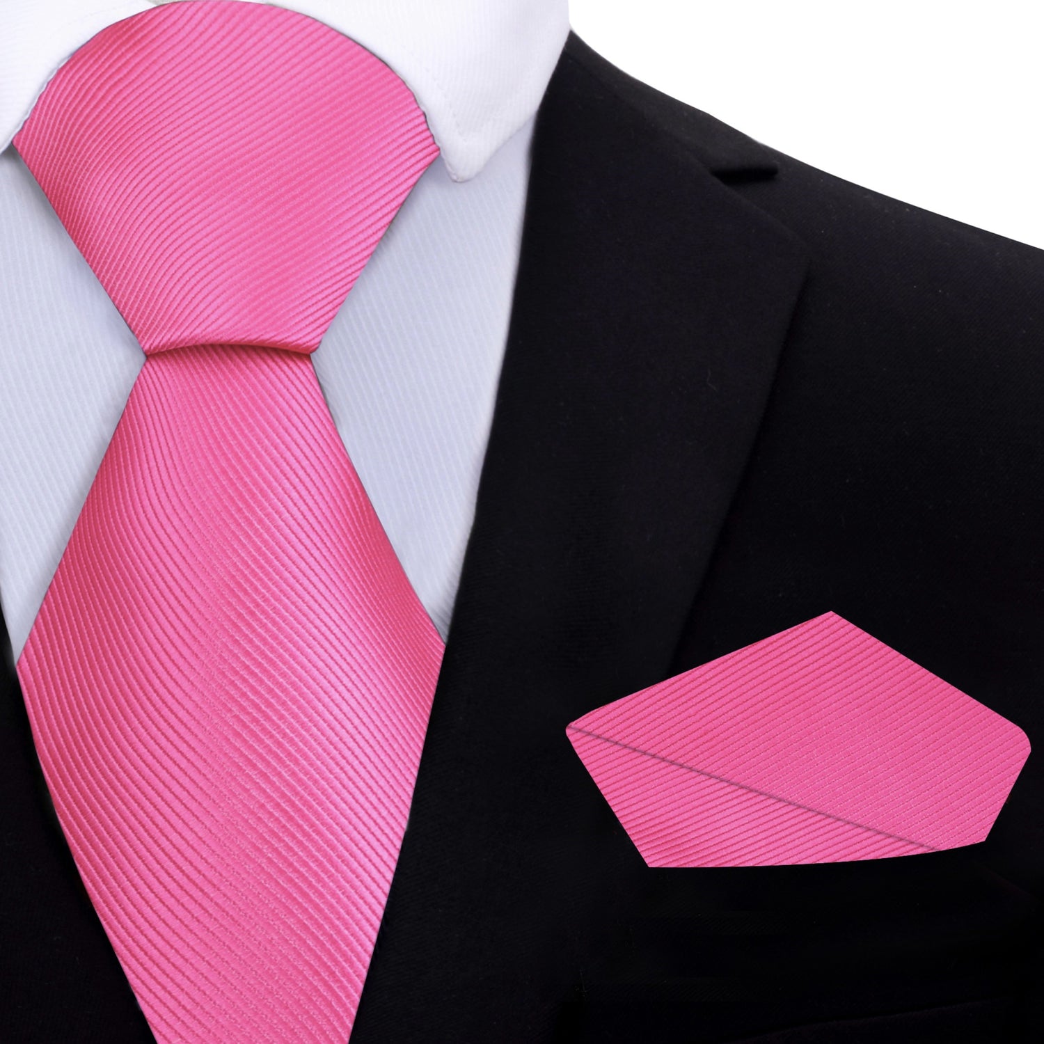 Solid Pink Tie and Matching Square