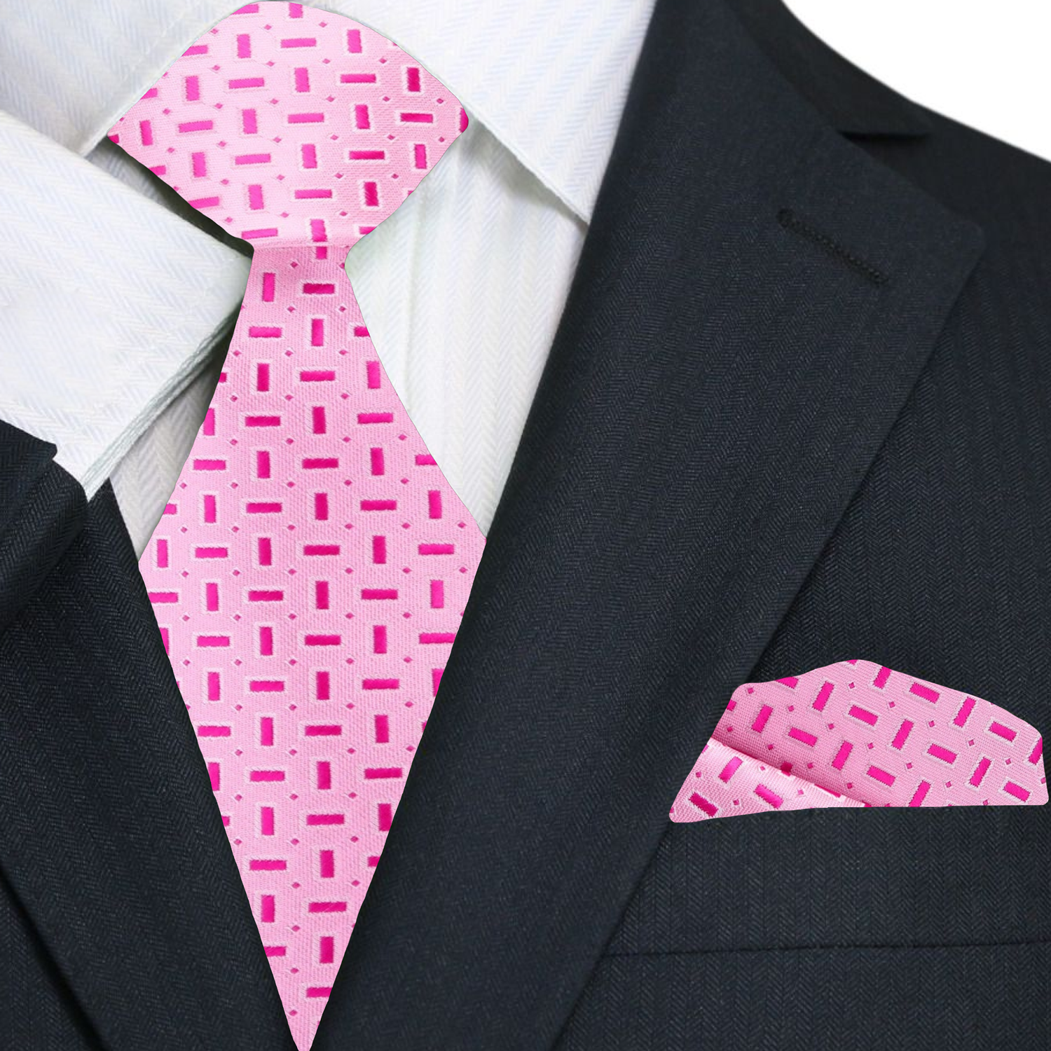 Primary: Shades of Pink Geometric Necktie and  Square