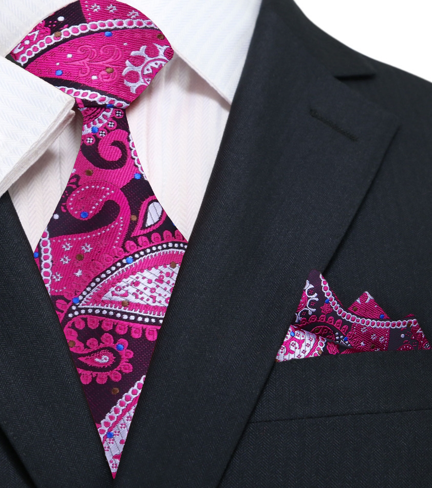 Pink Paisley Tie and Pocket Square