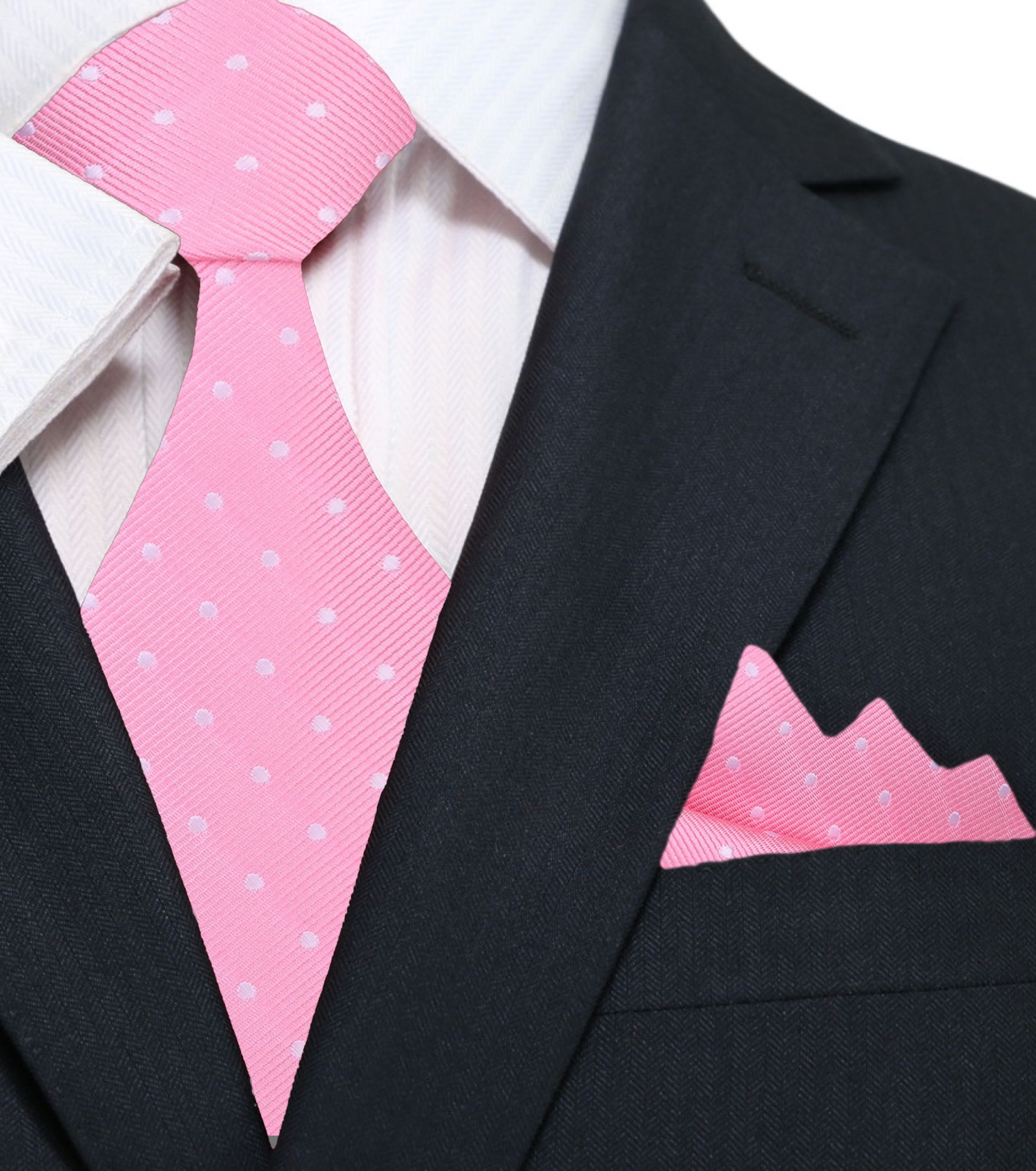 Pink and White Polka Necktie and Matching Square