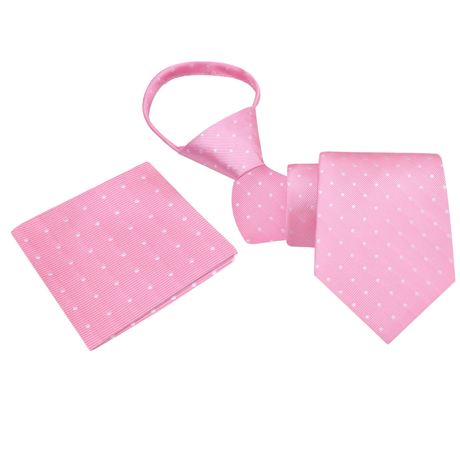 Zipper: Pink and White Polka Necktie and Matching Square