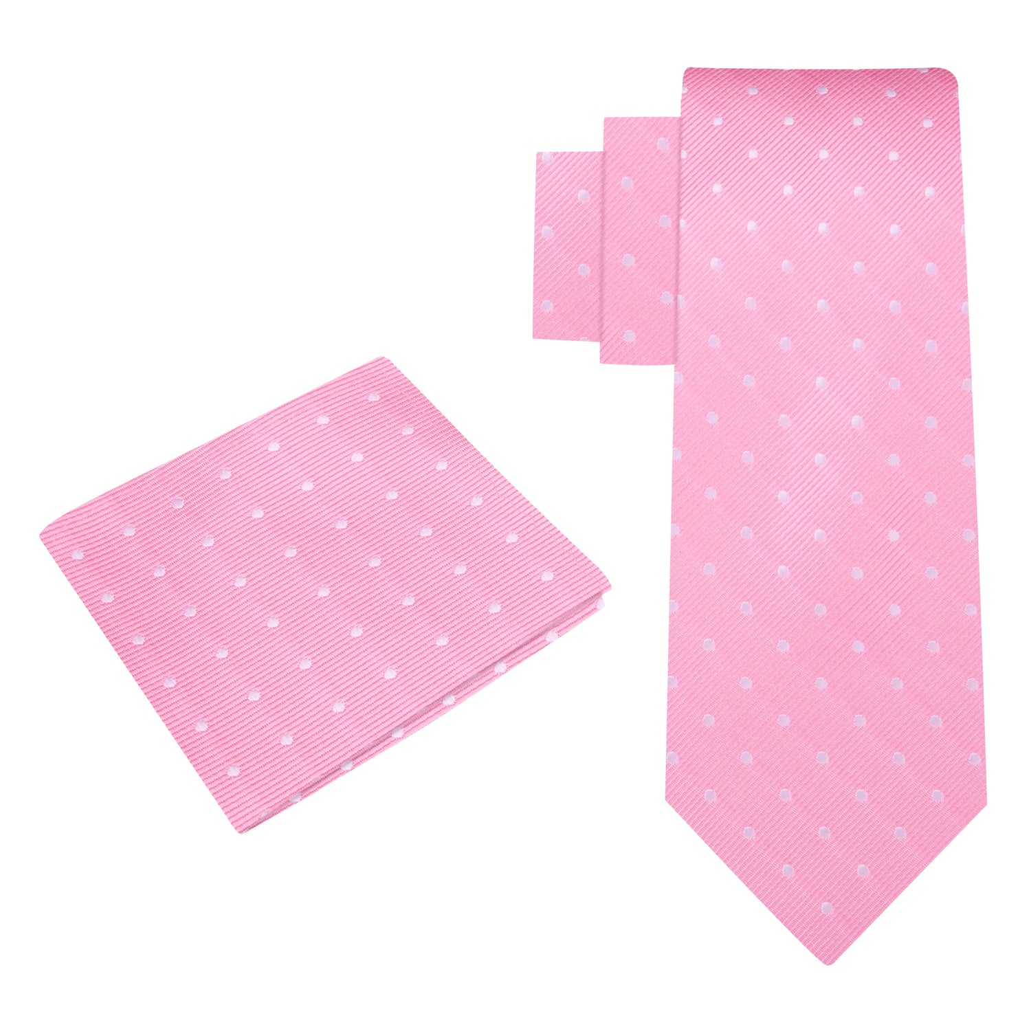 View 2: Pink and White Polka Necktie and Matching Square