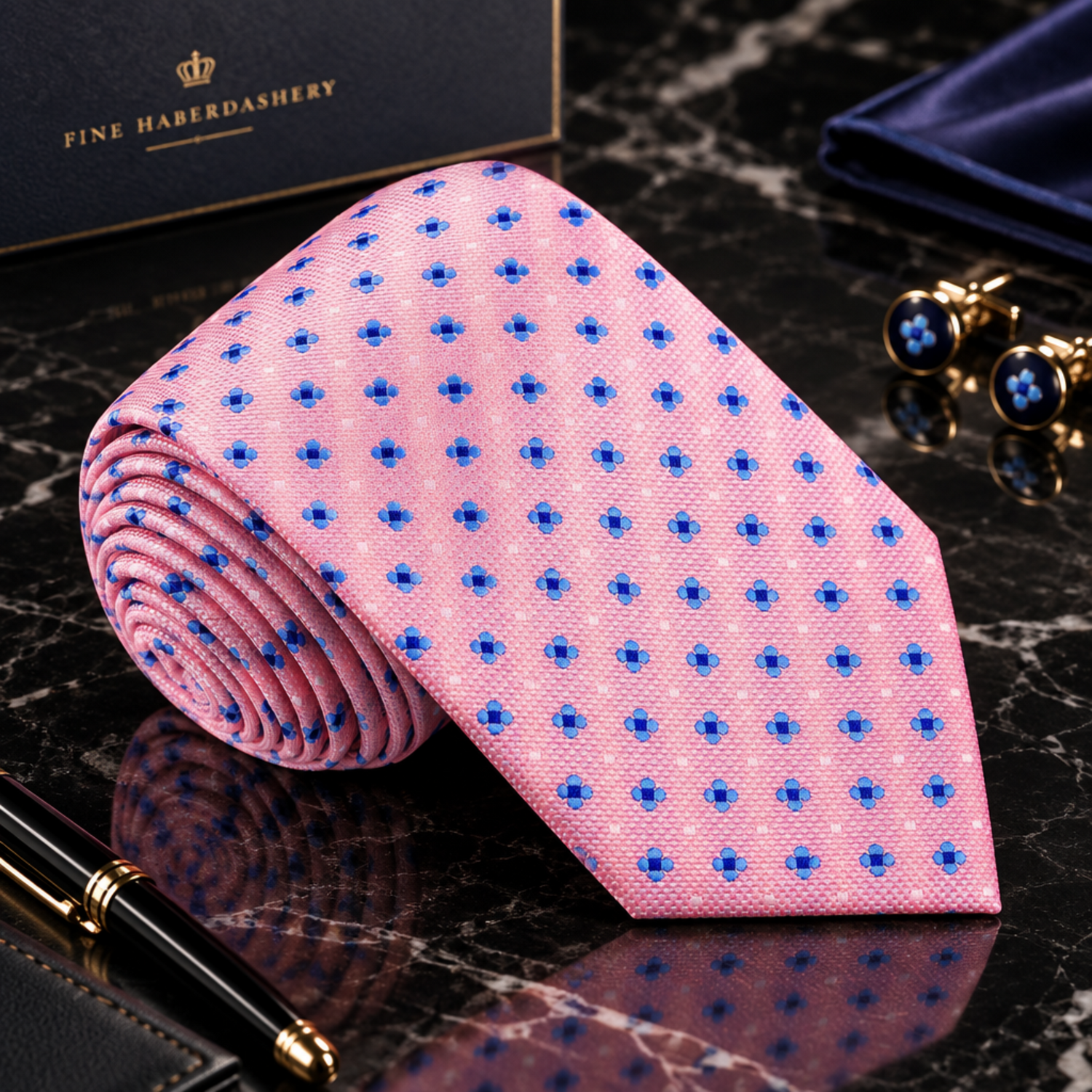 Pink with Small Floral Motifs Tie