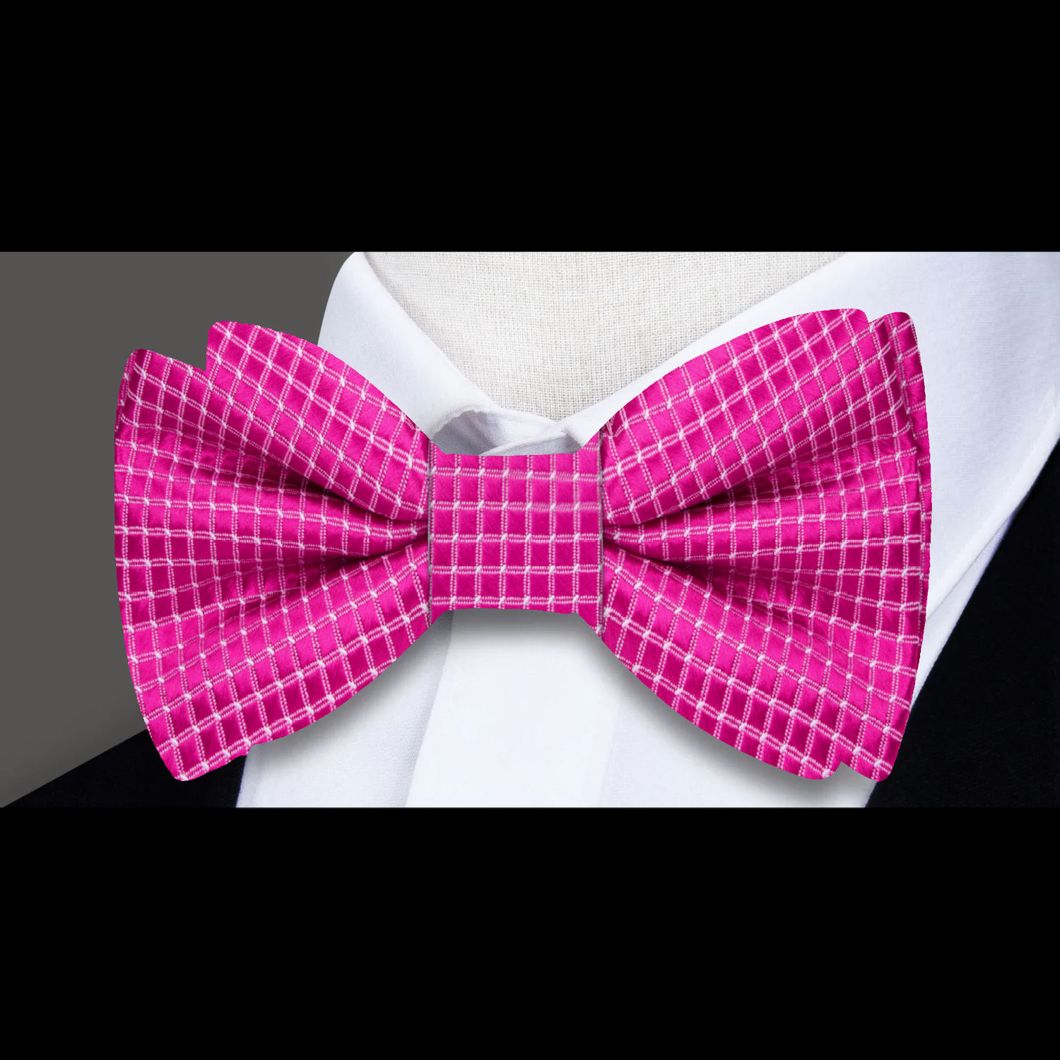 Pink with White Geometric Texture Bow Tie