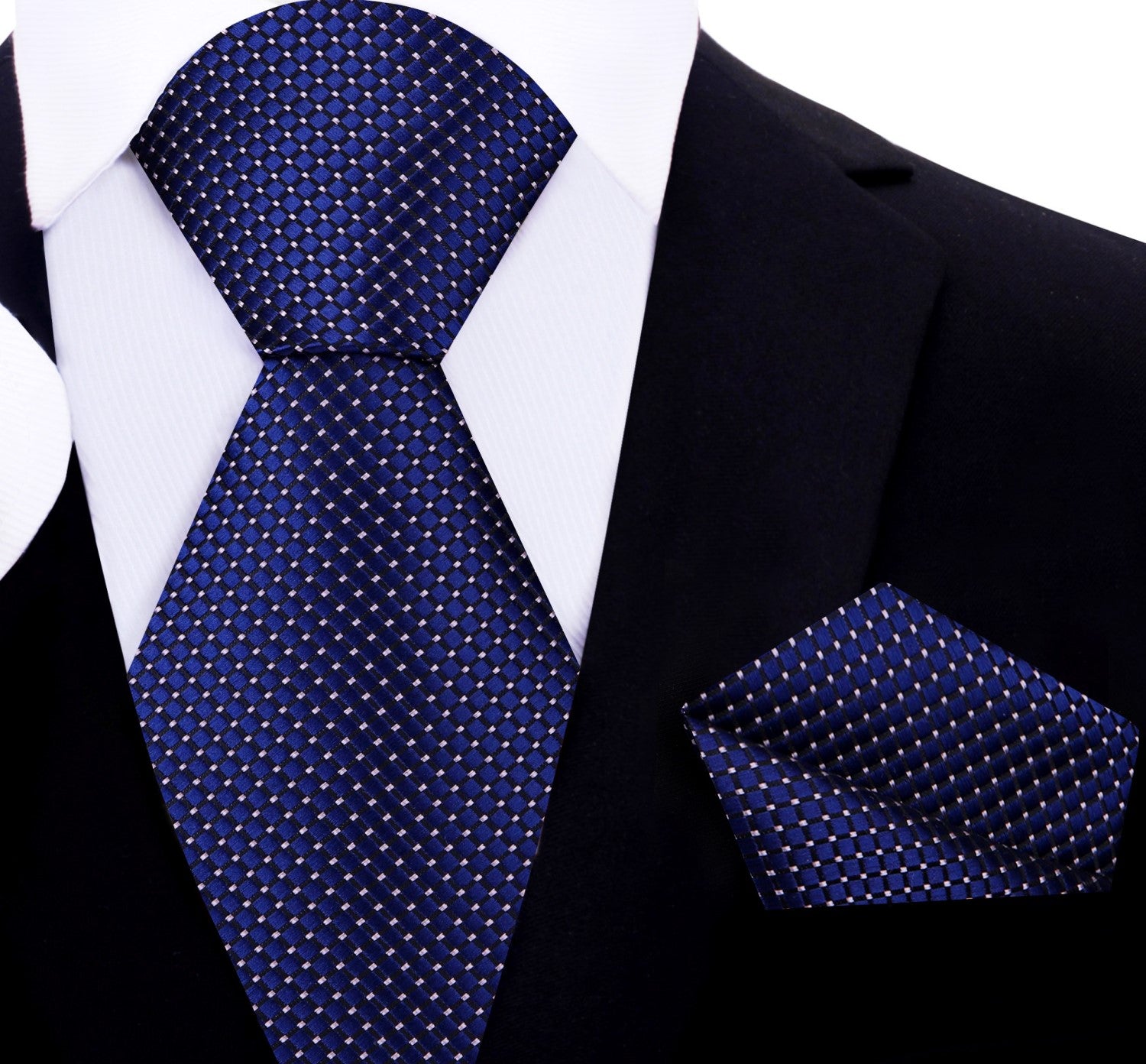 Blue Geometric Tie and Square