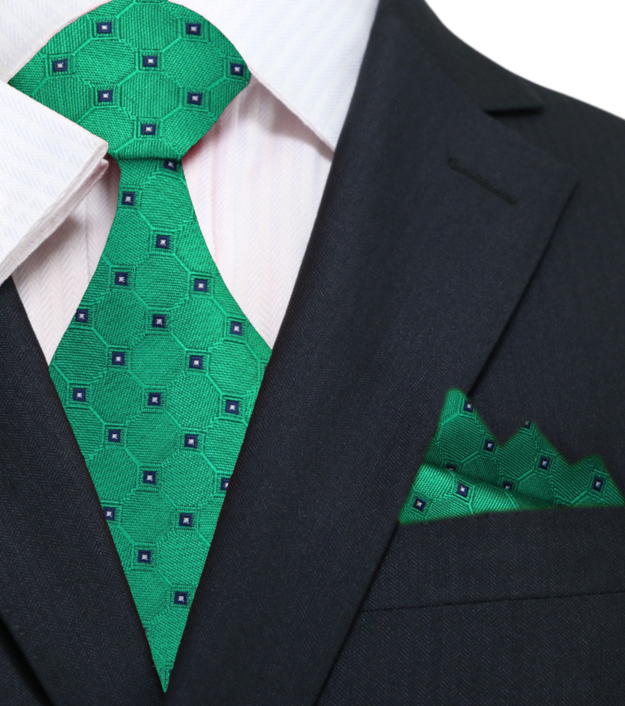 Geometric Check Necktie in Red Green Blue Brown & Black Single Necktie / XL (63") / Green Geometric Check Necktie in Red Green Blue Brown & Black Single Necktie / XL (63") / Green