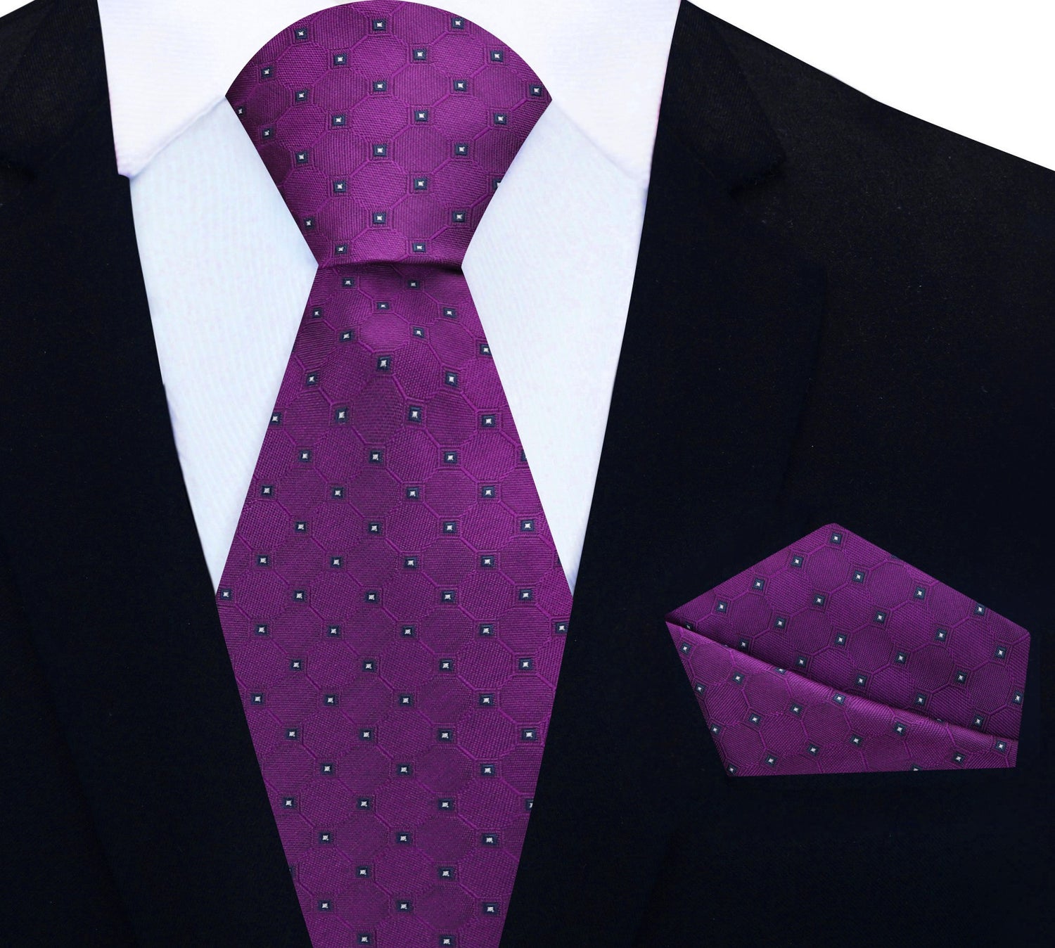 Purple Geometric necktie and Square