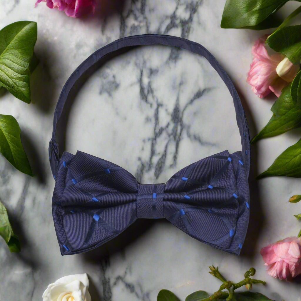 Blue Geometric Bow Tie