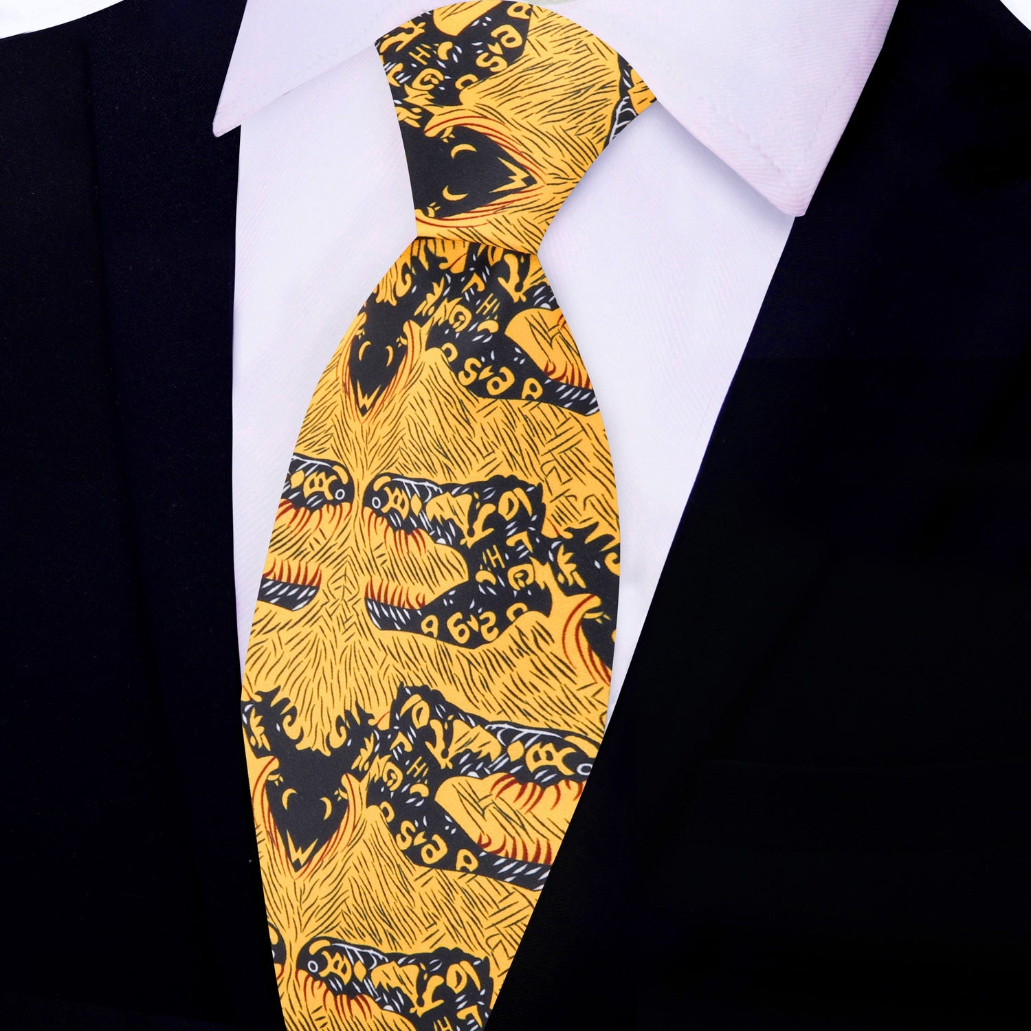 Yellow and Black Abstract Necktie