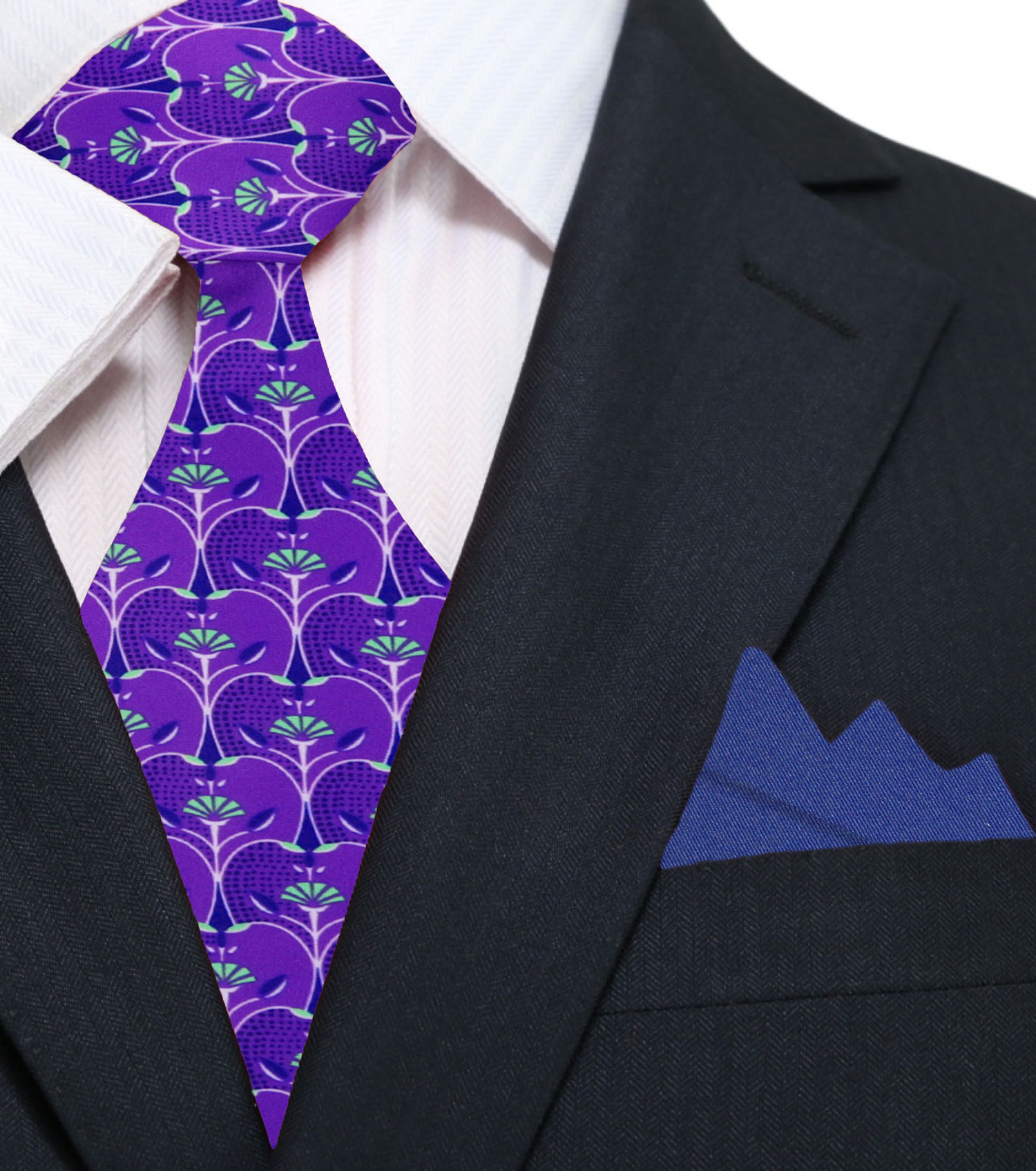 Purple Abstract Necktie with Blue Square