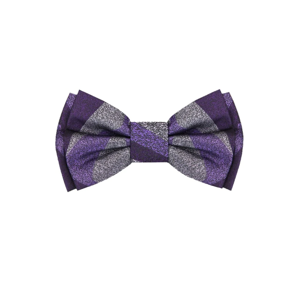 Purple, Grey Abstract Bow Tie  
