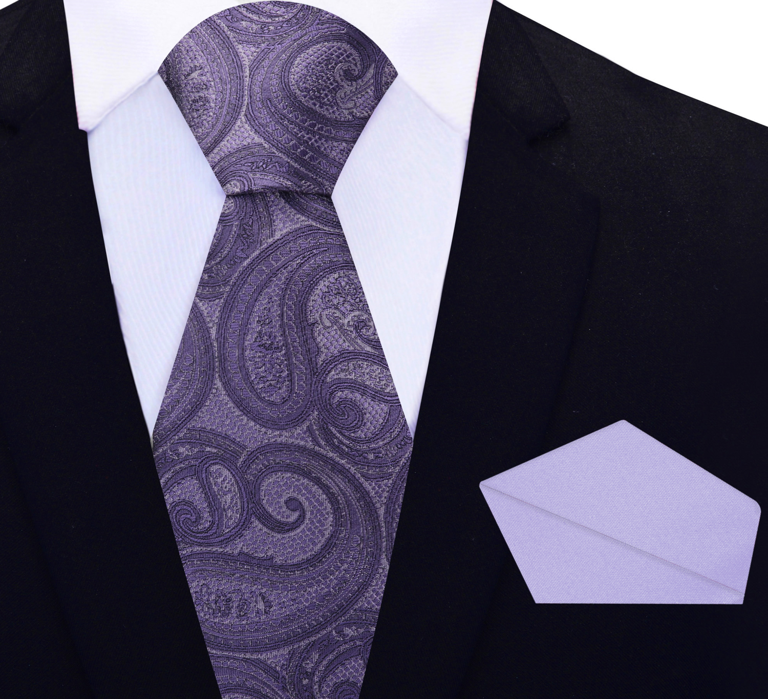 Purple Paisley Necktie and Light Purple Square