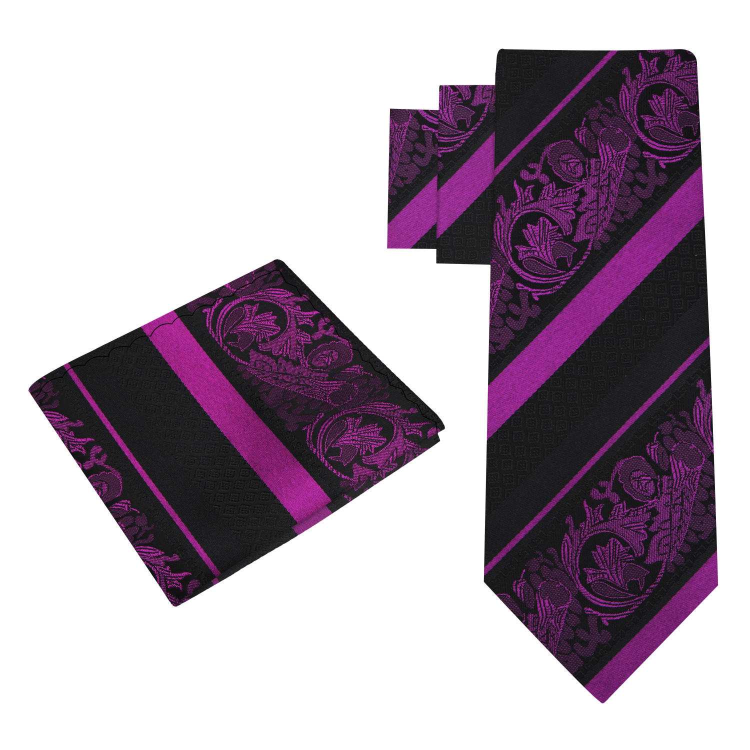View 2: Purple Black Cadenza Necktie and Square