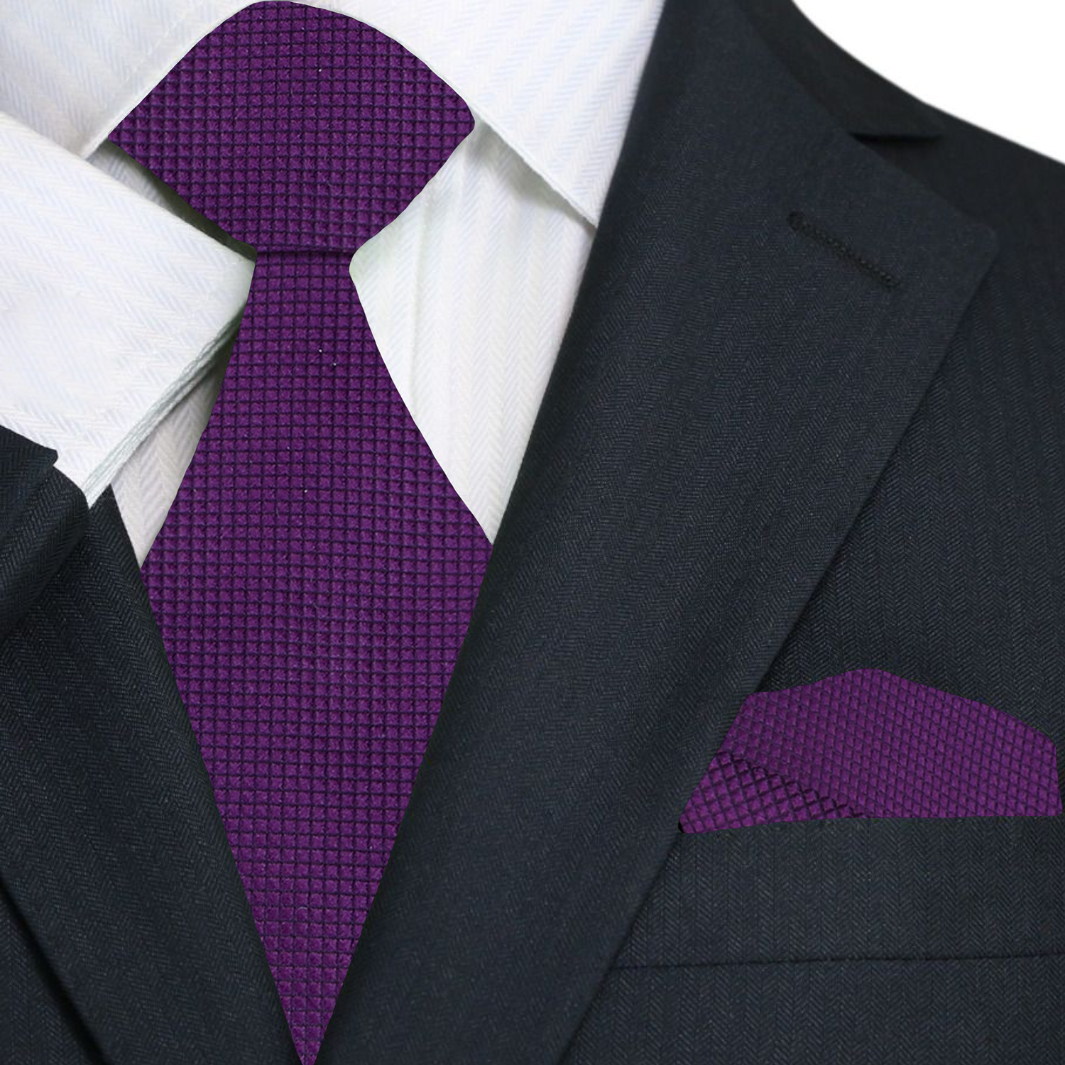 Premium Purple Tie with Matching Square