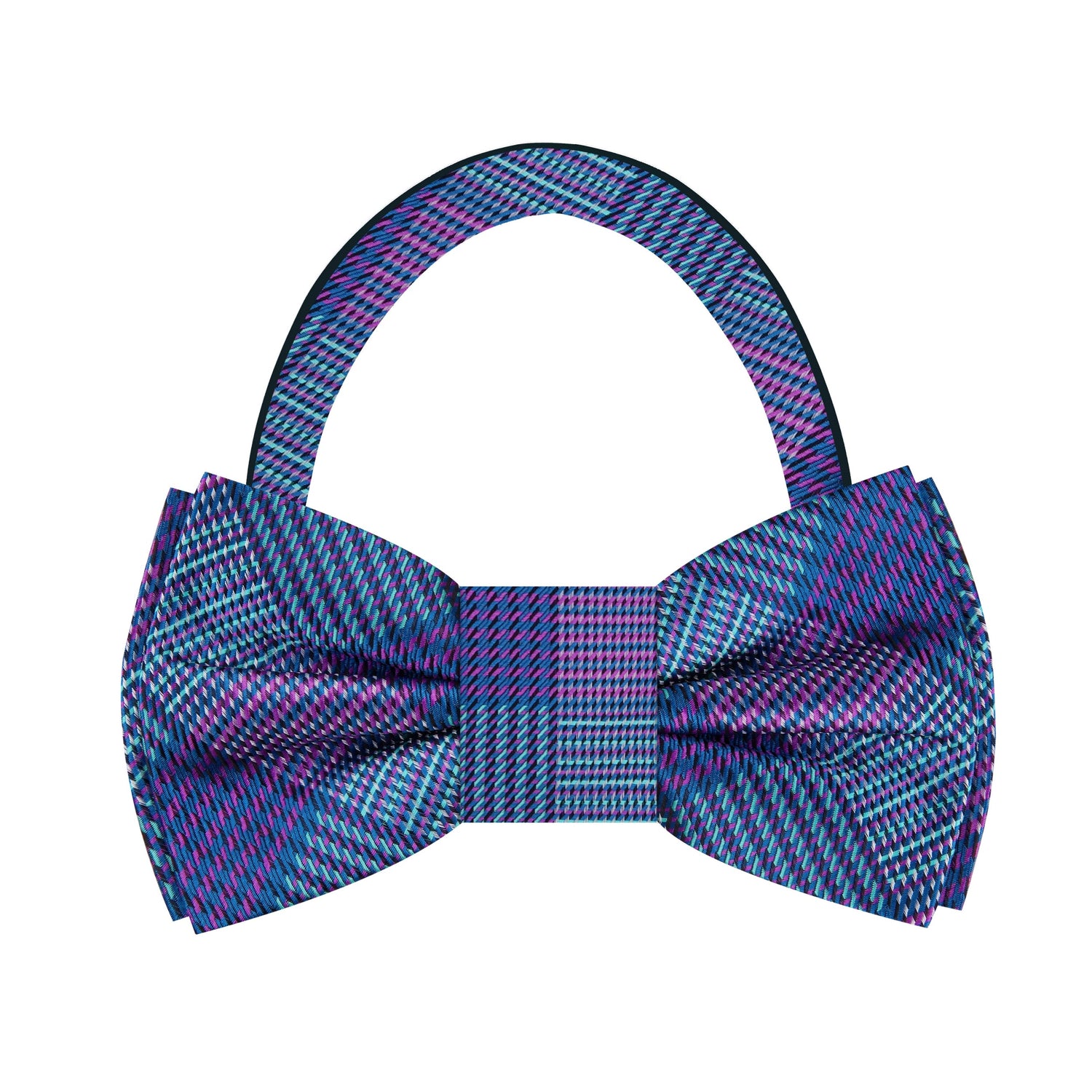 Blue and Purple Plaid Bow Tie Pre Tied