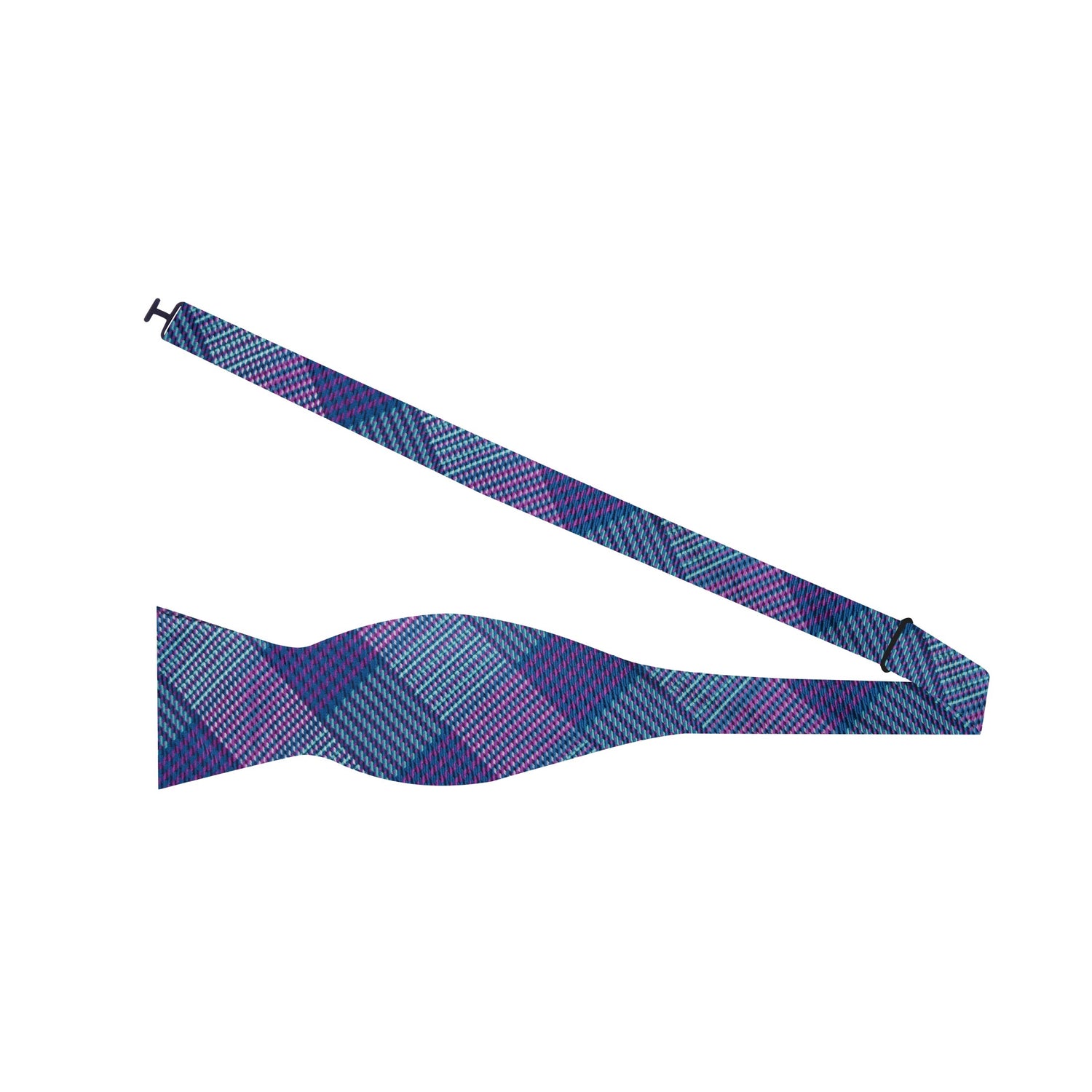 Blue and Purple Plaid Bow Tie Self Tie
