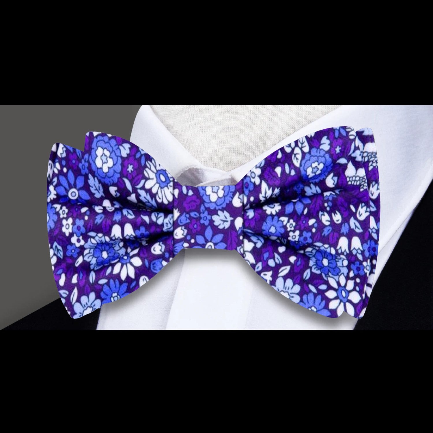 Purple, Blue Floral Bow Tie
