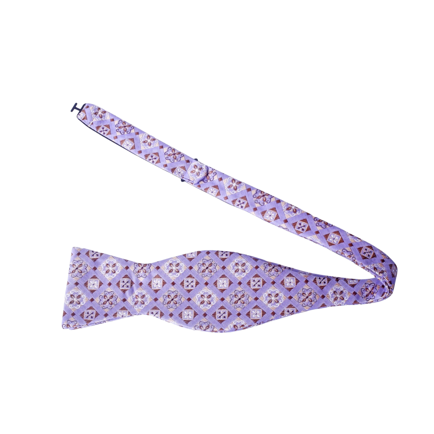Light Purple and Brown Geometric Bow Tie Self Tie