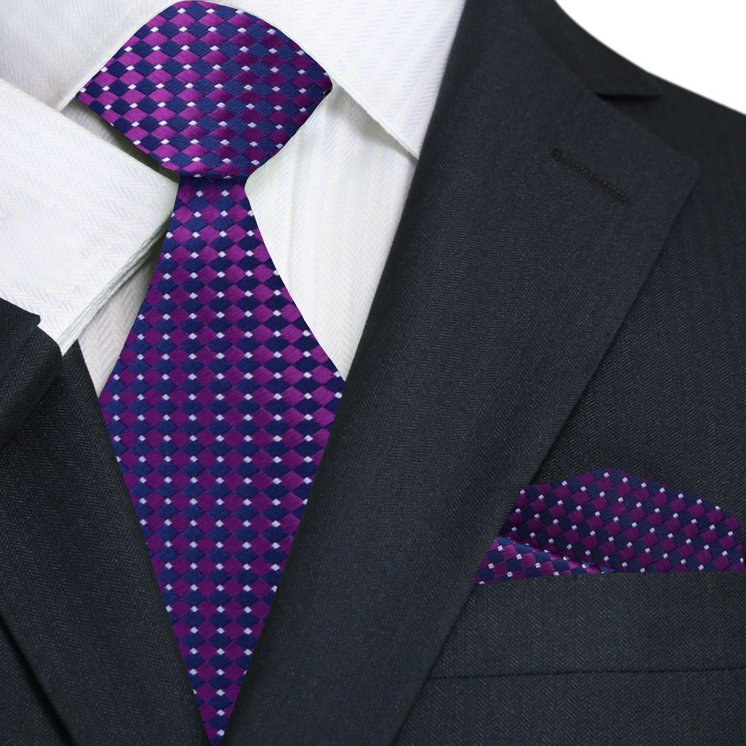 Purple Diamonds Luxury Tie and Square