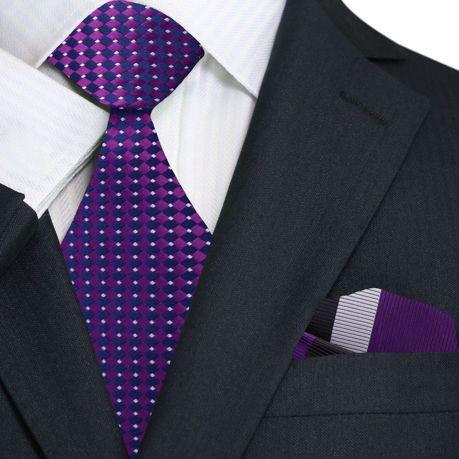 Purple Diamonds Necktie and Accenting Square