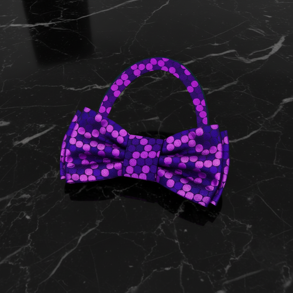 purple dots bow tie pre tied